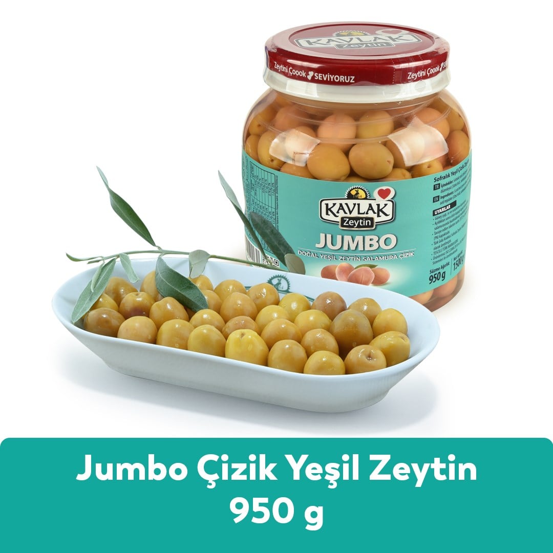Jumbo Çizik Yeşil Zeytin 950 Gr