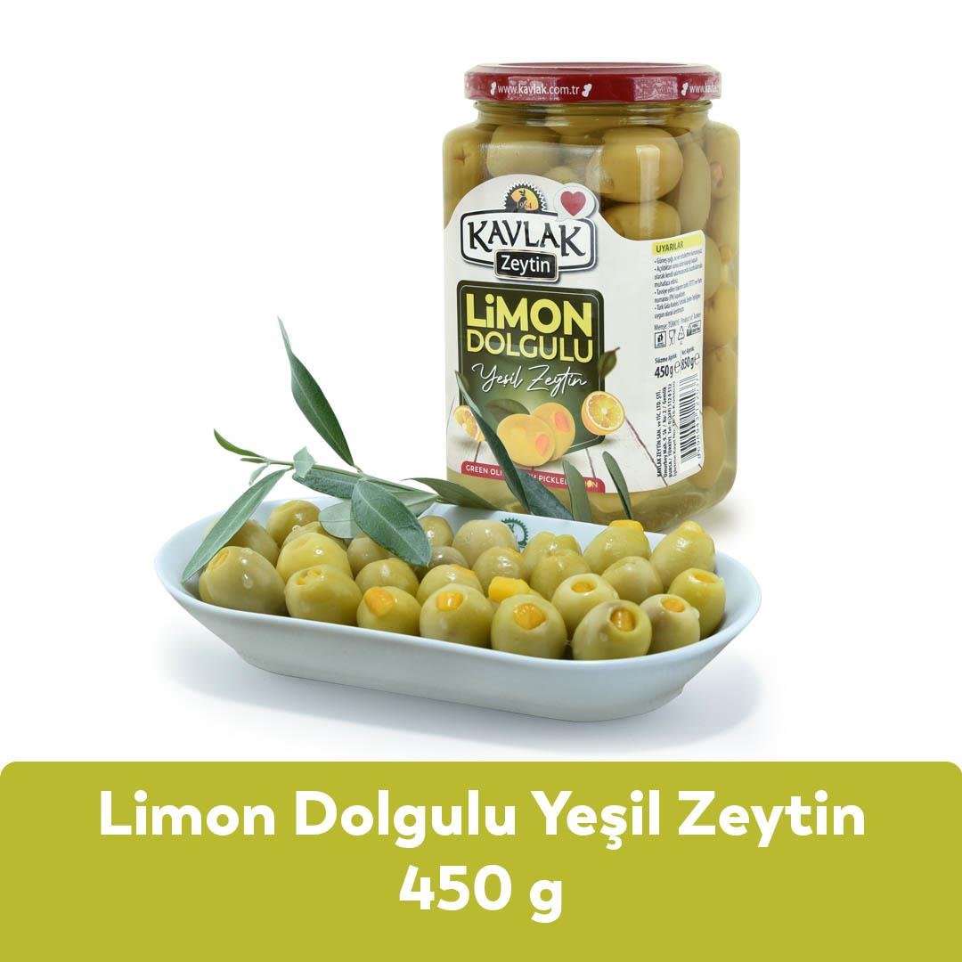Limon Dolgulu Yeşil Zeytin 450 Gr Cam Kavanoz
