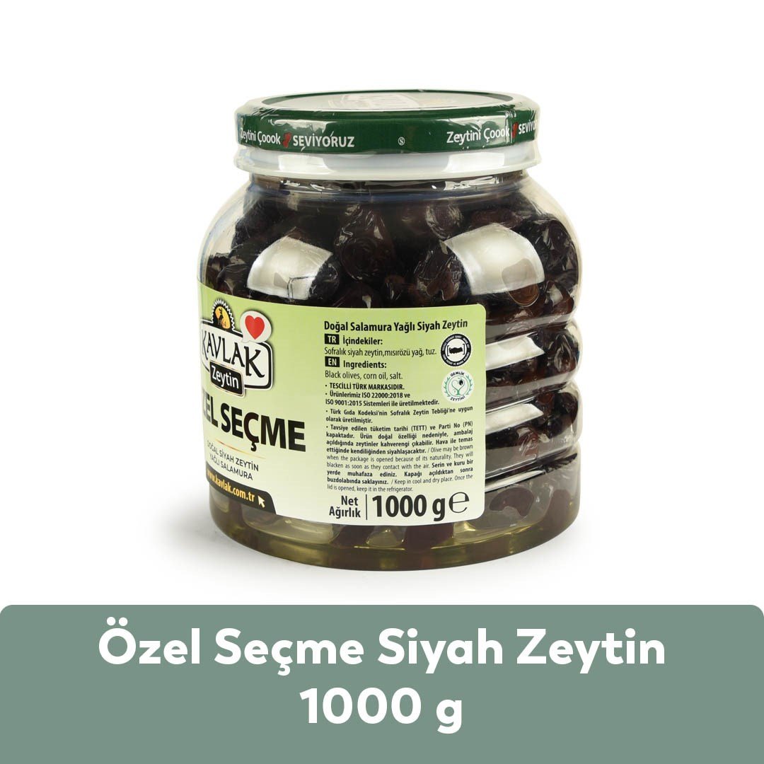 Özel Seçme Gemlik Siyah Zeytin 1 Kg Pet