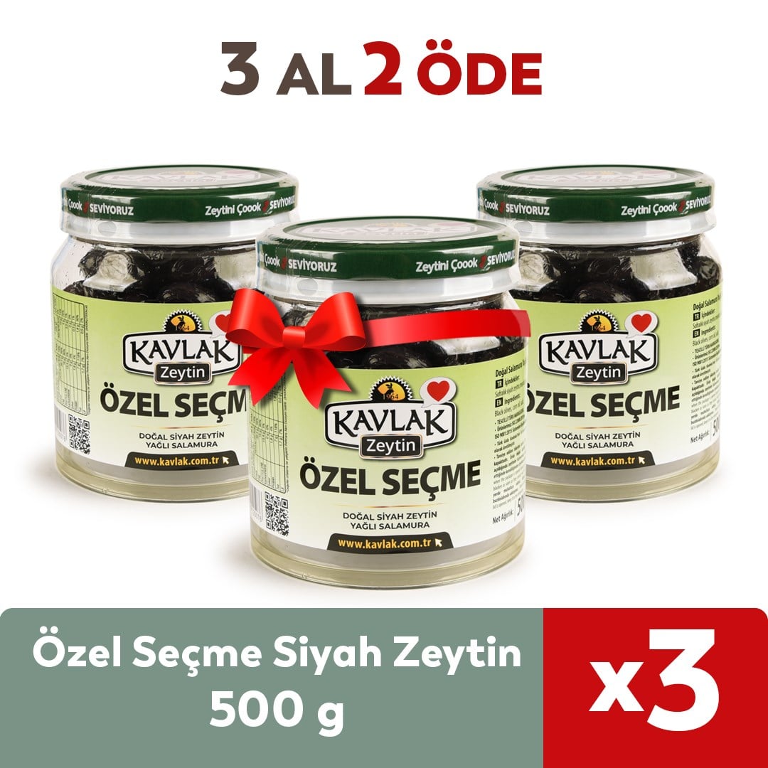 Özel Seçme Gemlik Siyah Zeytin 500 Gr 3 AL 2 ÖDE