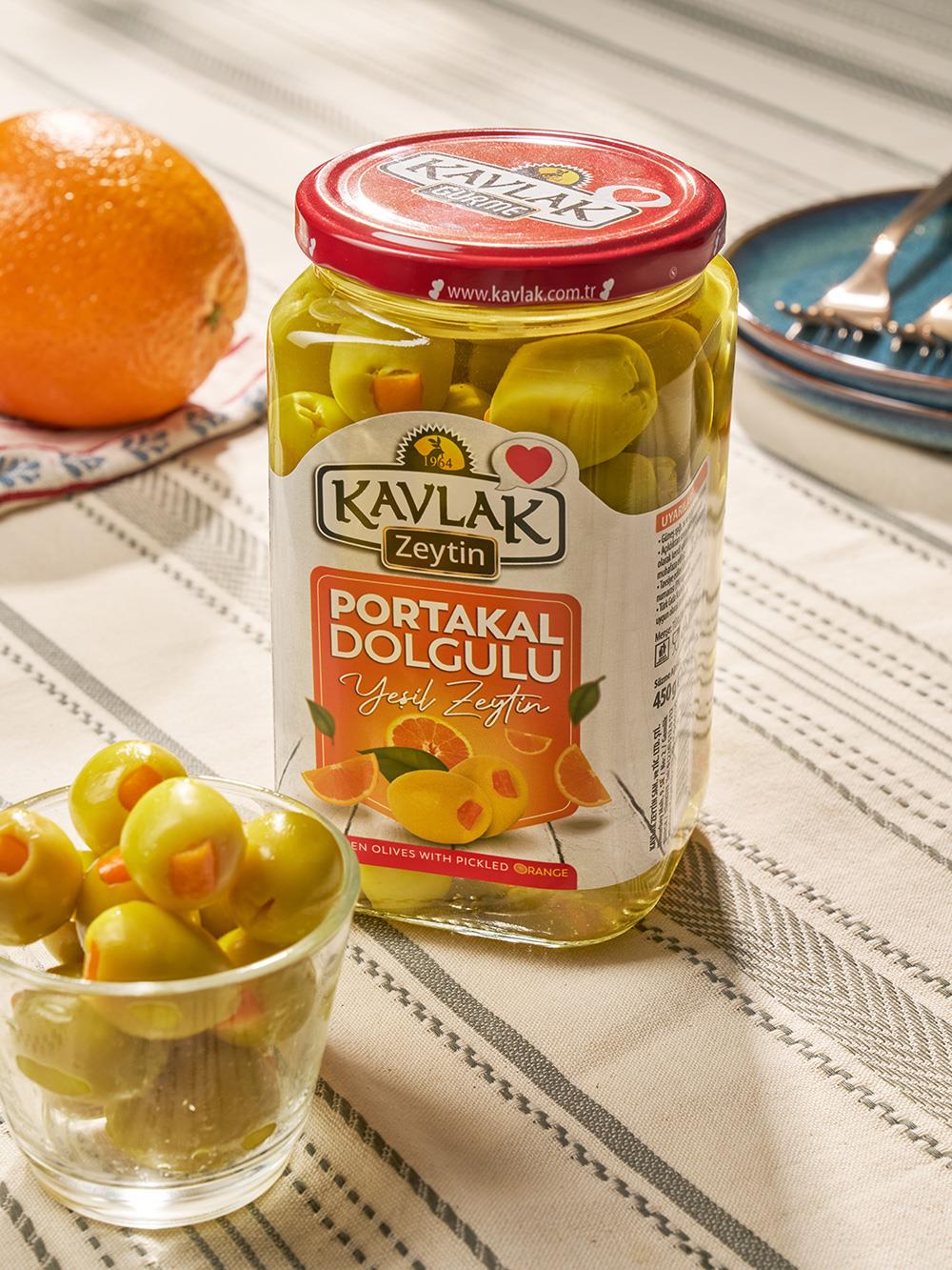 Portakal Dolgulu Yeşil Zeytin 450 Gr Cam Kavanoz