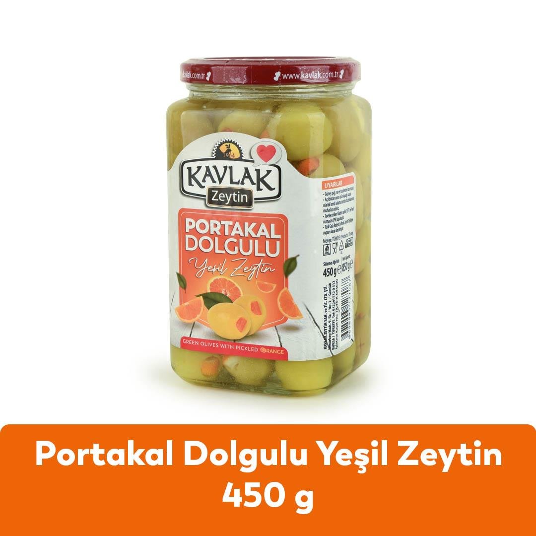 Portakal Dolgulu Yeşil Zeytin 450 Gr Cam Kavanoz