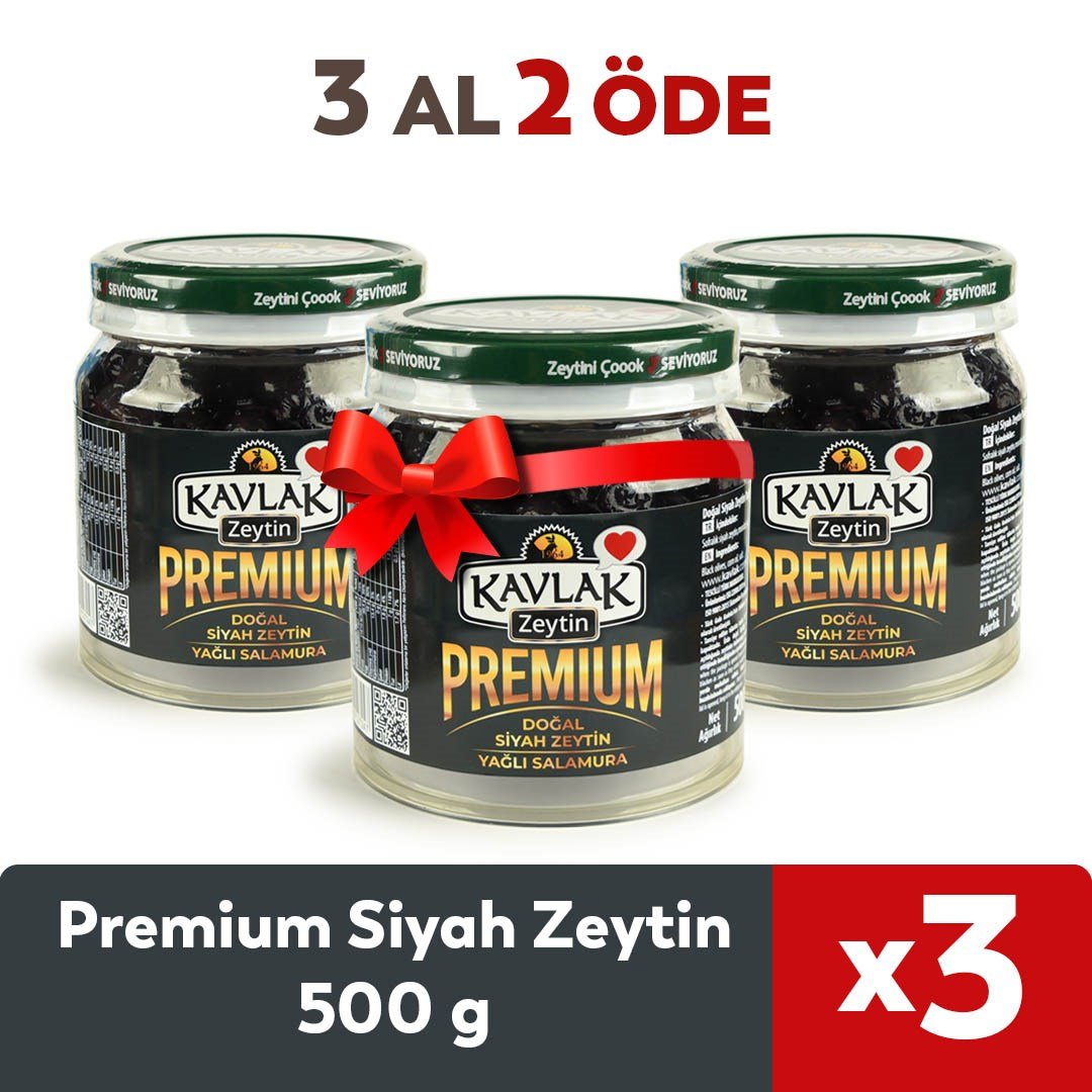 Premium Gemlik Siyah Zeytin 500 GR 2 ALANA 1 BEDAVA 