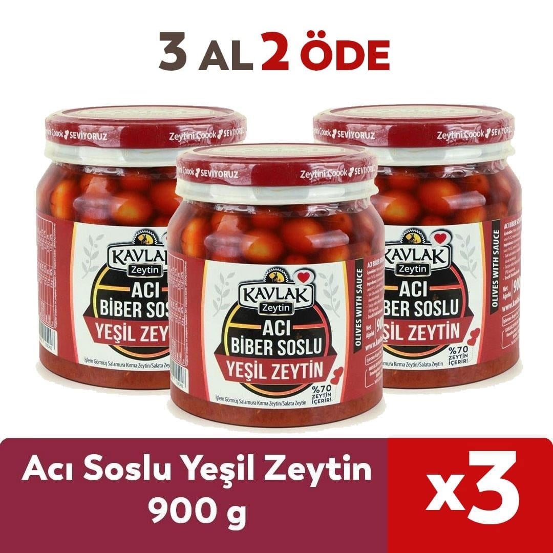 Soslu Kırma Yeşil Zeytin 900 gr 3 Al 2 Öde