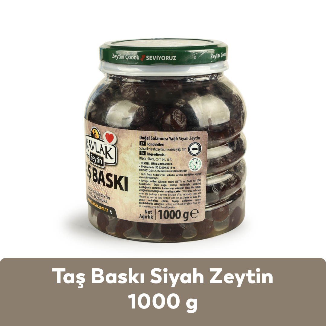 Taş Baskı Gemlik Siyah Zeytin 1 Kg Pet