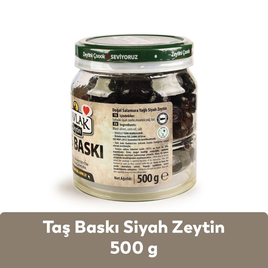 Taş Baskı Gemlik Siyah Zeytin 500 Gr