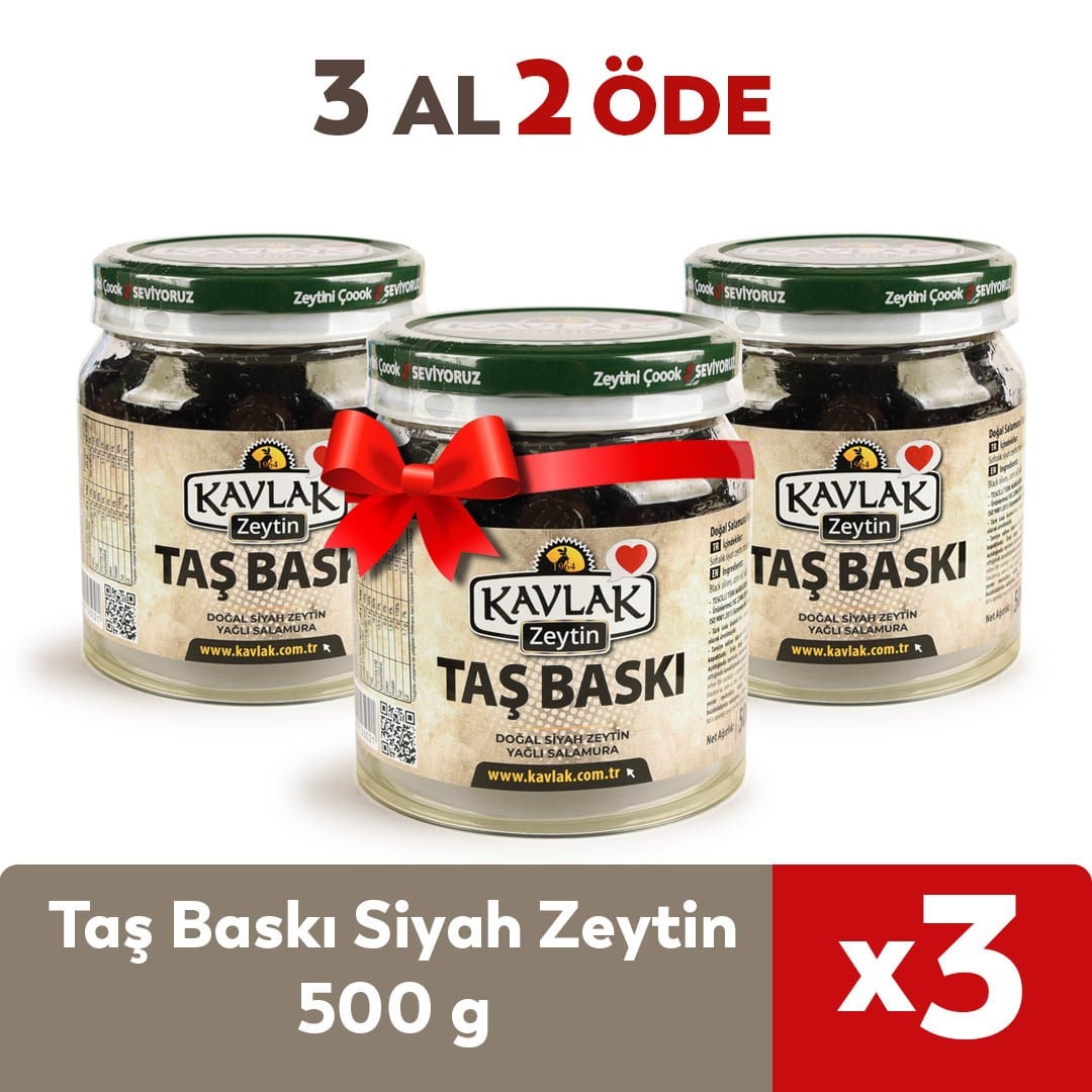 Taş Baskı Gemlik Siyah Zeytin 500 Gr 3 AL 2 ÖDE