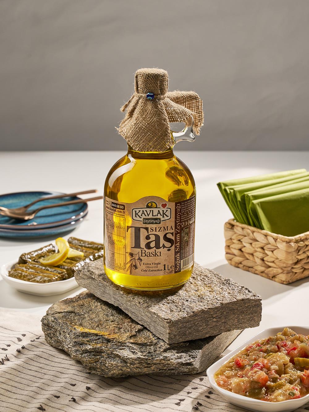 Taş Baskı Soğuk Sıkım Zeytinyağı 1 lt Gallone Cam Şişe