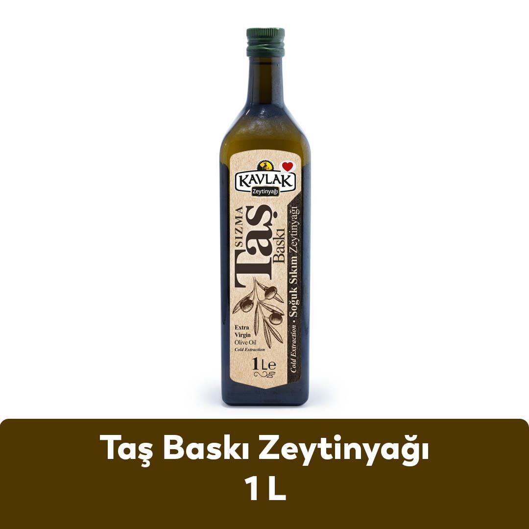 Taş Baskı Soğuk Sıkım Zeytinyağı 1 lt Marasca Cam Şişe