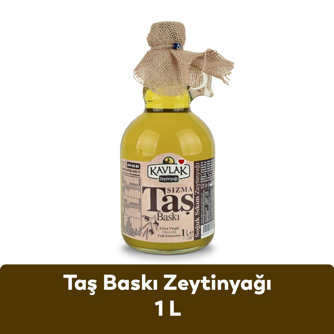 Taş Baskı Soğuk Sıkım Zeytinyağı 1 lt Gallone Cam Şişe