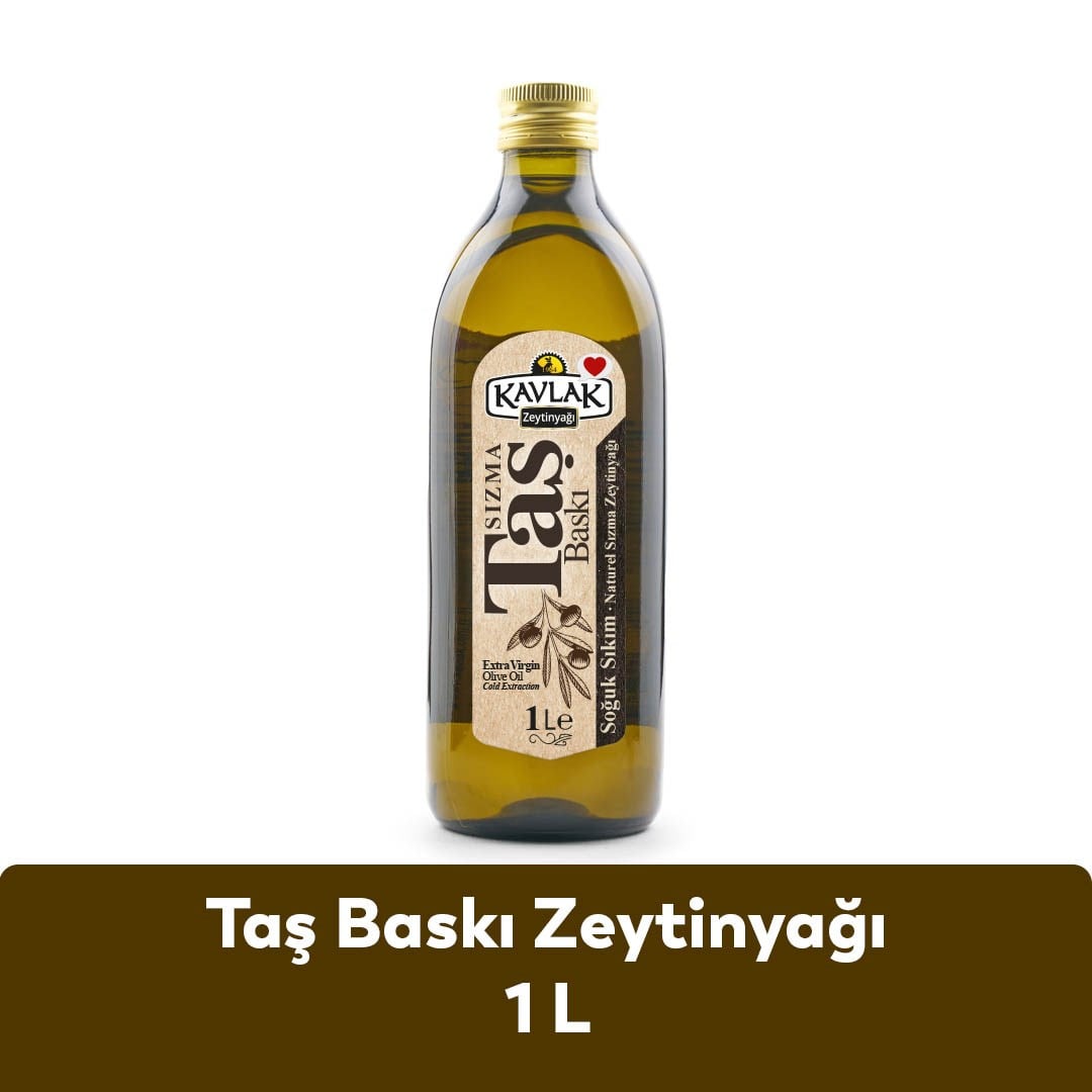 Taş Baskı Soğuk Sıkım Zeytinyağı 1 lt Marasca Cam Şişe