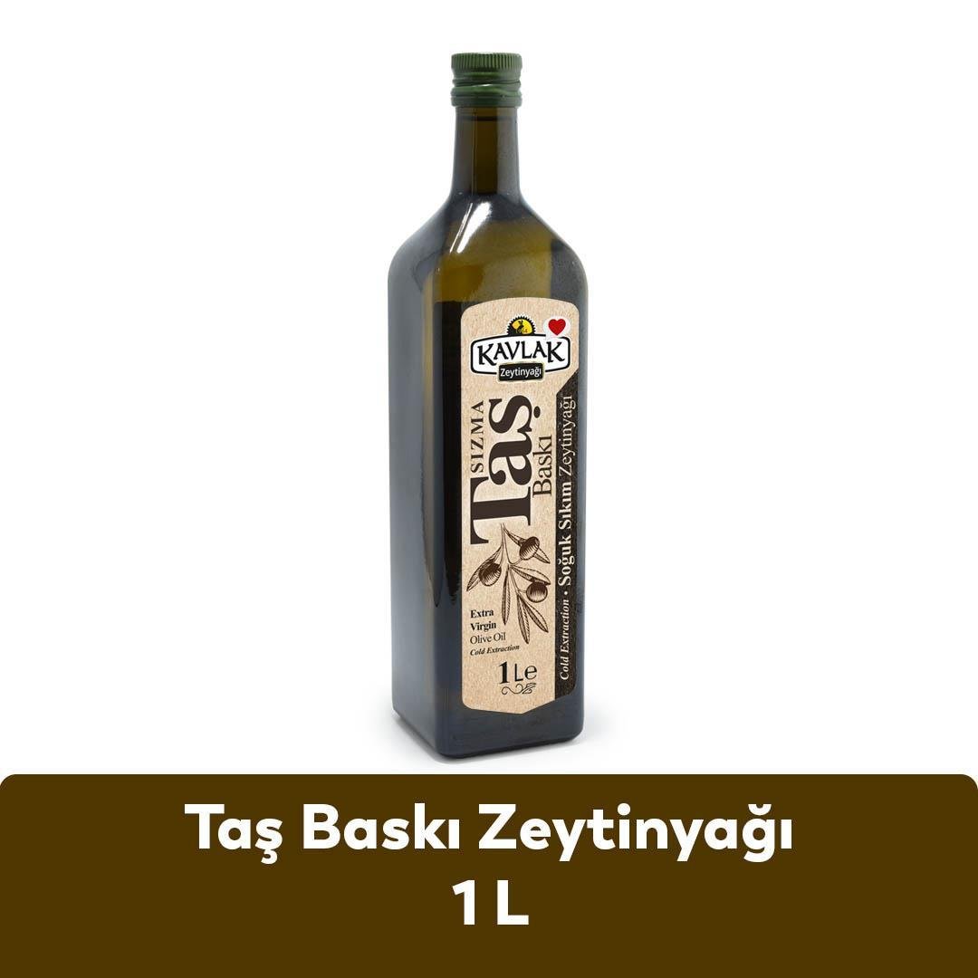 Taş Baskı Soğuk Sıkım Zeytinyağı 1 lt Marasca Cam Şişe