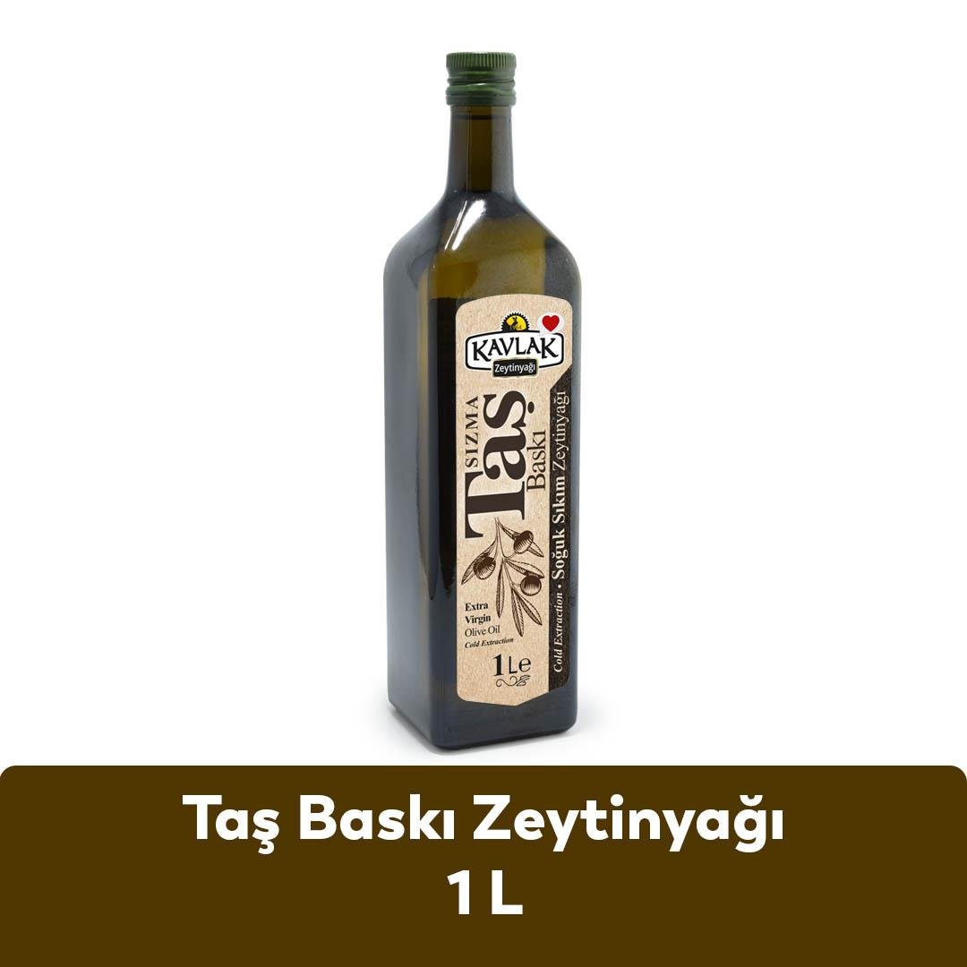 Taş Baskı Soğuk Sıkım Zeytinyağı 1 lt Marasca Cam Şişe