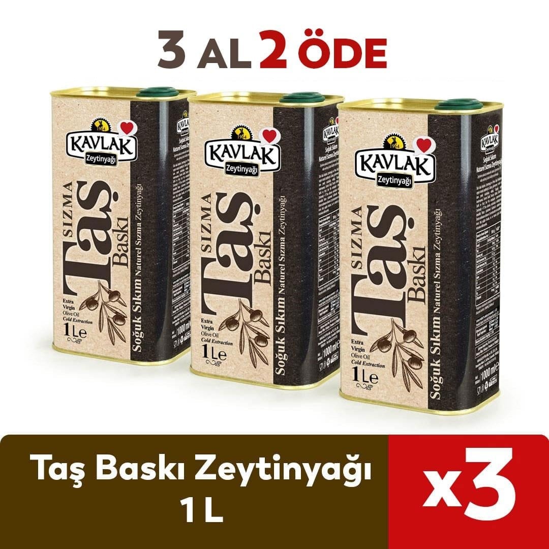 Taş Baskı Soğuk Sıkım Zeytinyağı 1 lt 3 Al 2 Öde