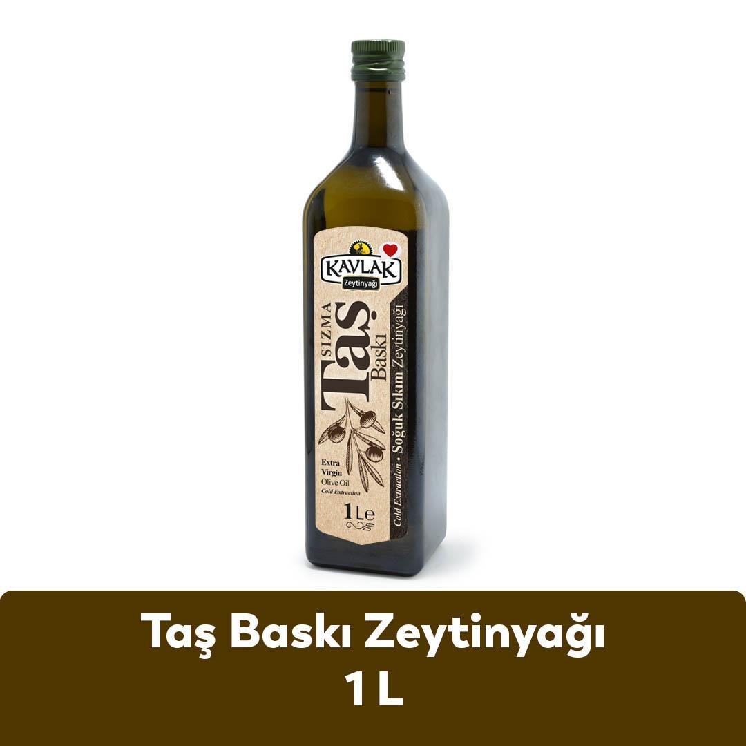 Taş Baskı Soğuk Sıkım Zeytinyağı 1 lt Marasca Cam Şişe