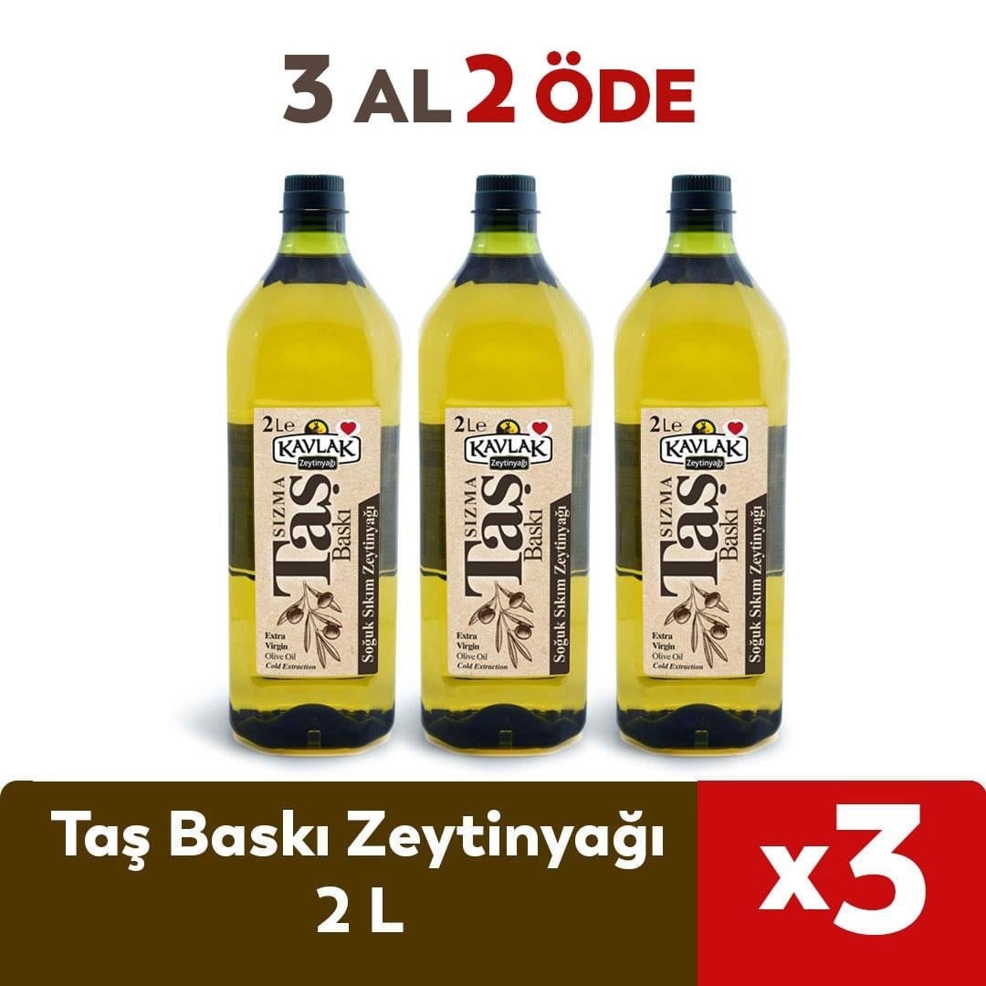 Taş Baskı Soğuk Sıkım Zeytinyağı 2 lt Pet Şişe 3 Al 2 Öde