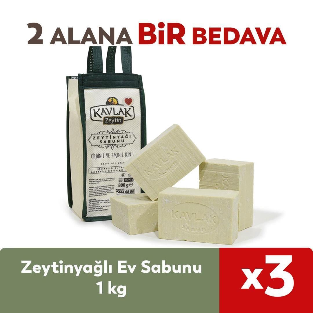 Zeytinyağlı Ev Sabunu 800 gr (Çantalı) 2 ALANA 1 BEDAVA 