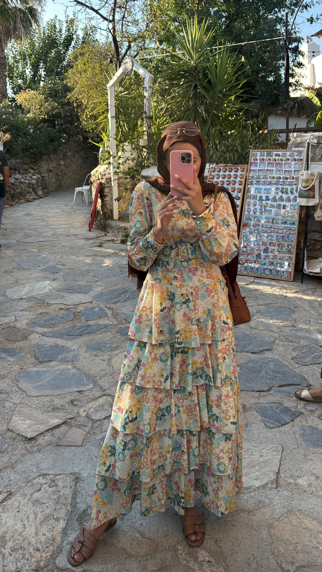  Alessa Kemerli Çiçek Desenli Elbise - Sarı -2715