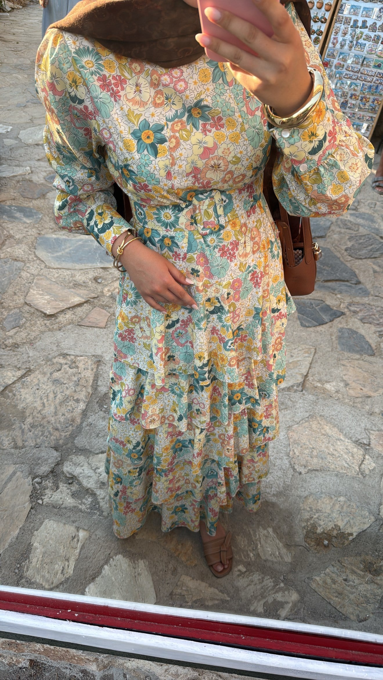  Alessa Kemerli Çiçek Desenli Elbise - Sarı -2715