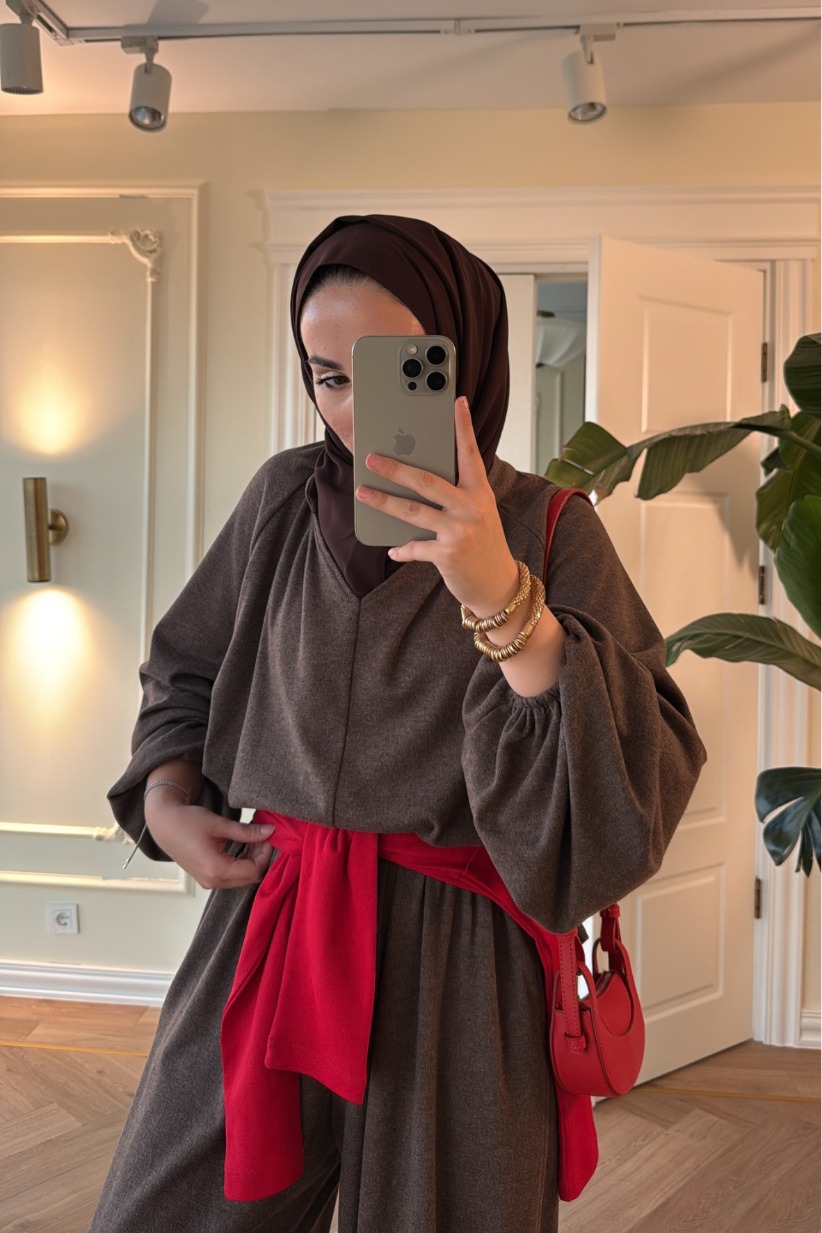 Asos Şalvarlı Pantolonlu Takım - Acı Kahve-7015