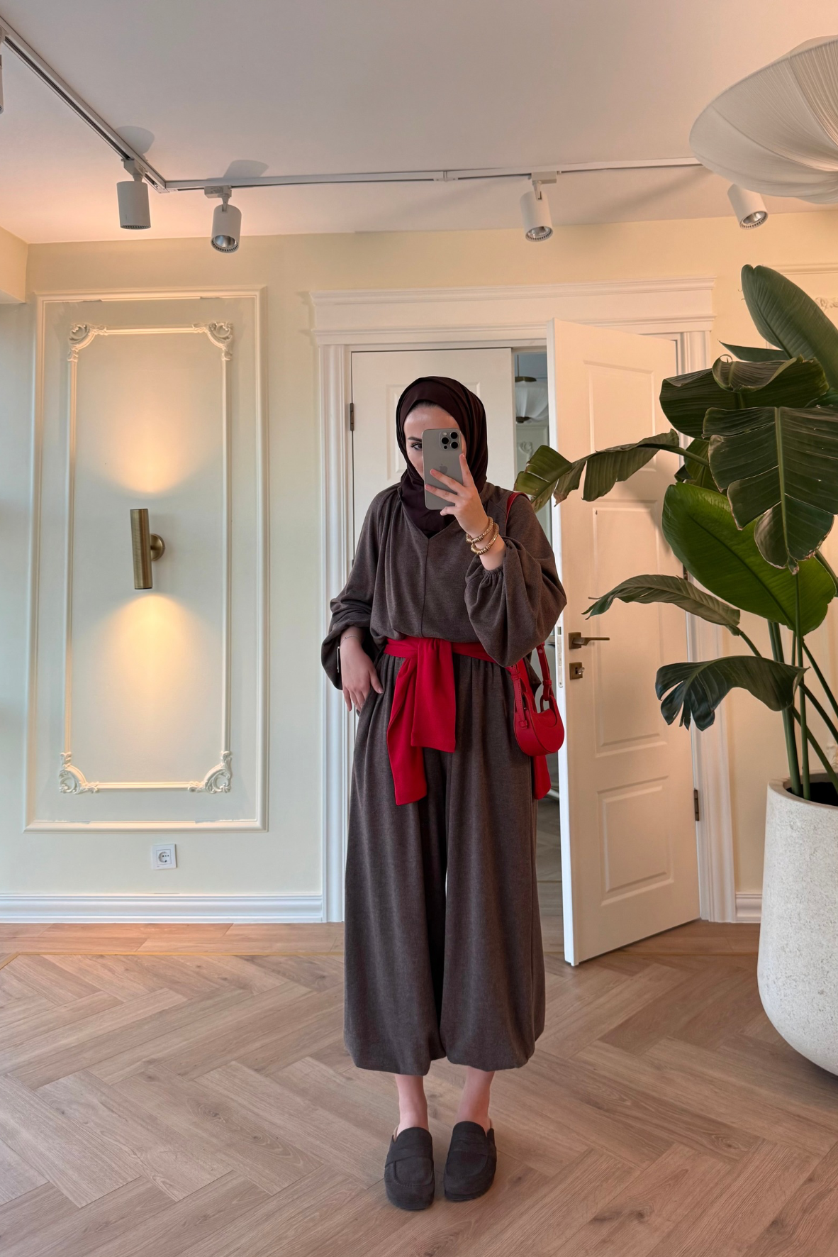 Asos Şalvarlı Pantolonlu Takım - Acı Kahve-7015