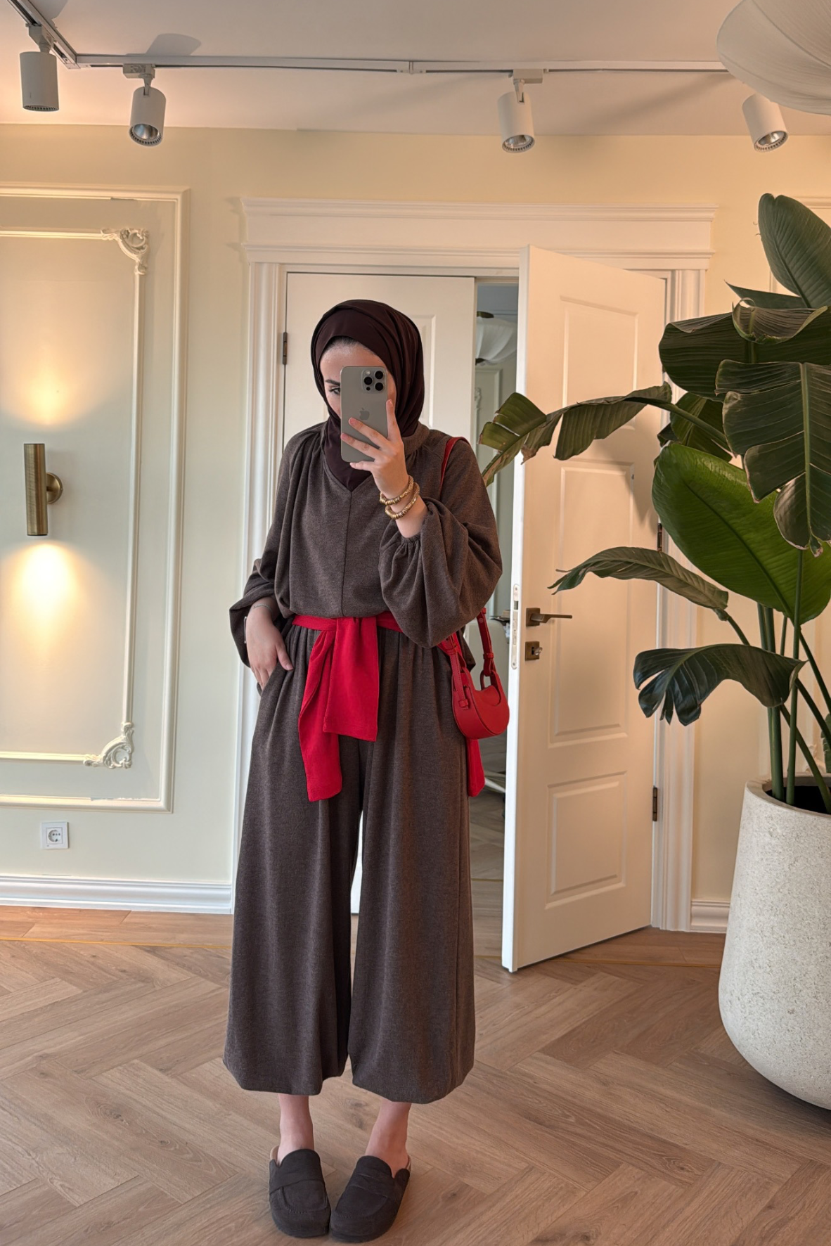 Asos Şalvarlı Pantolonlu Takım - Acı Kahve-7015