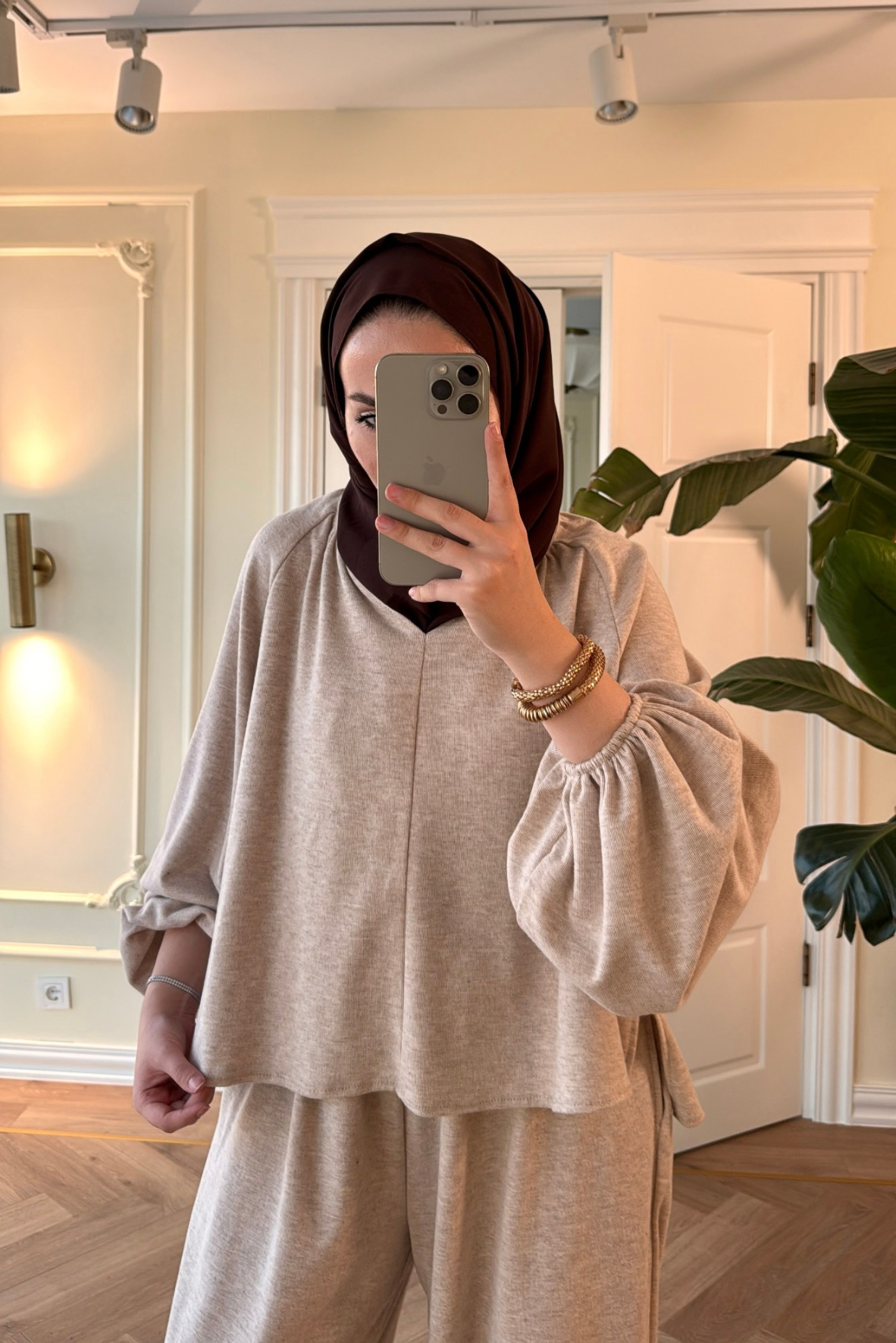 Asos Şalvarlı Pantolonlu Takım - Bej-7015