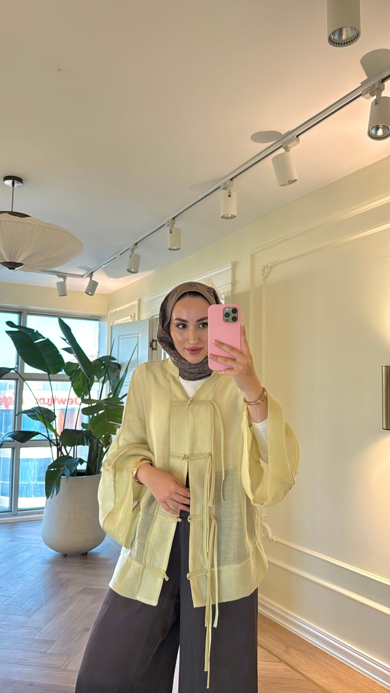 Begonya Çin Düğme Detaylı Gömlek - Fıstık Yeşili-7826