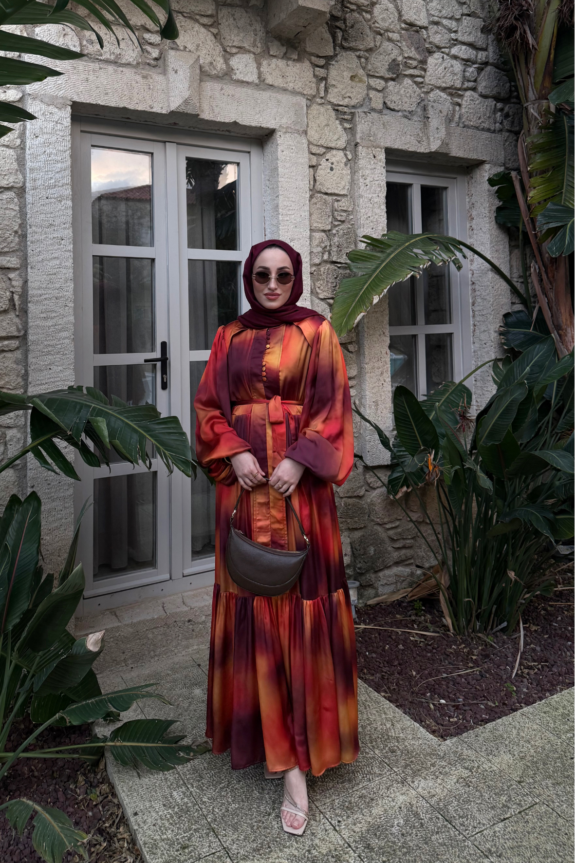 Blanche Düğme Detaylı Elbise - Turuncu-6598
