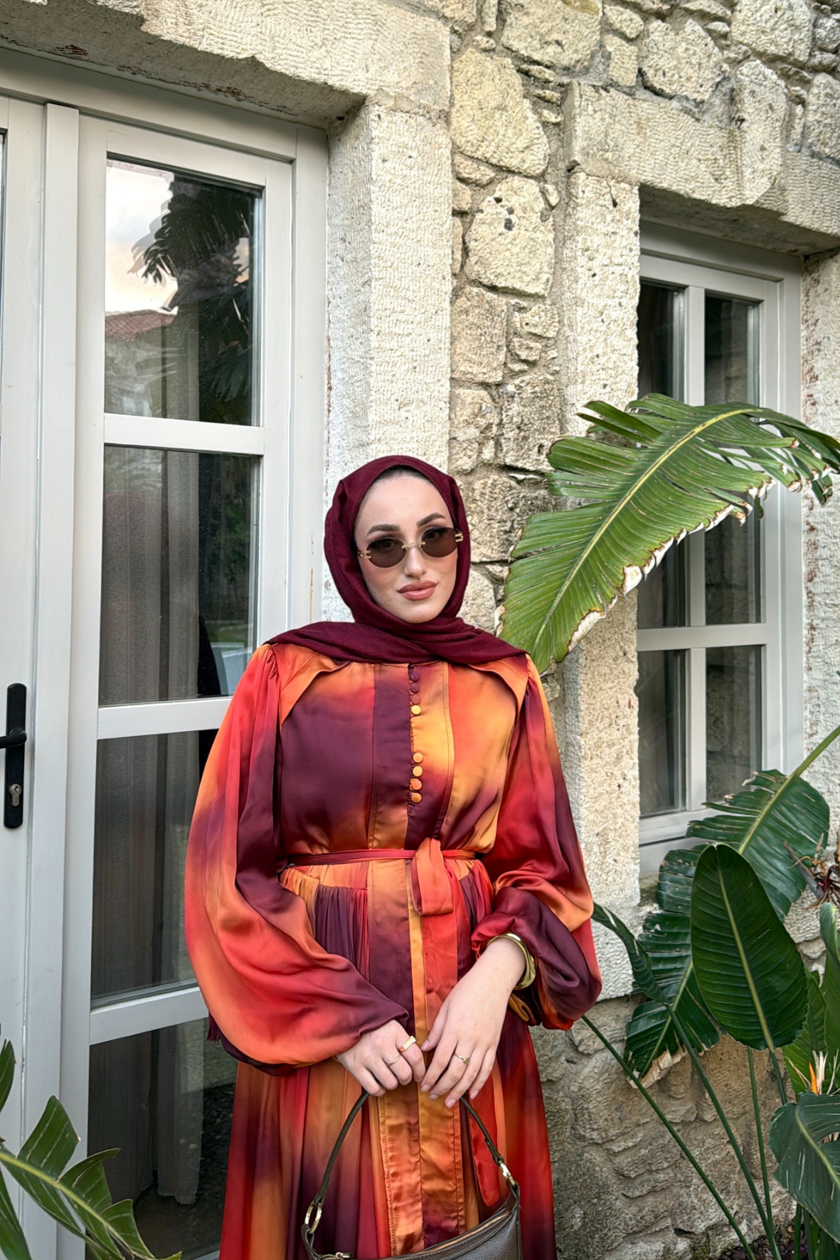 Blanche Düğme Detaylı Elbise - Turuncu-6598