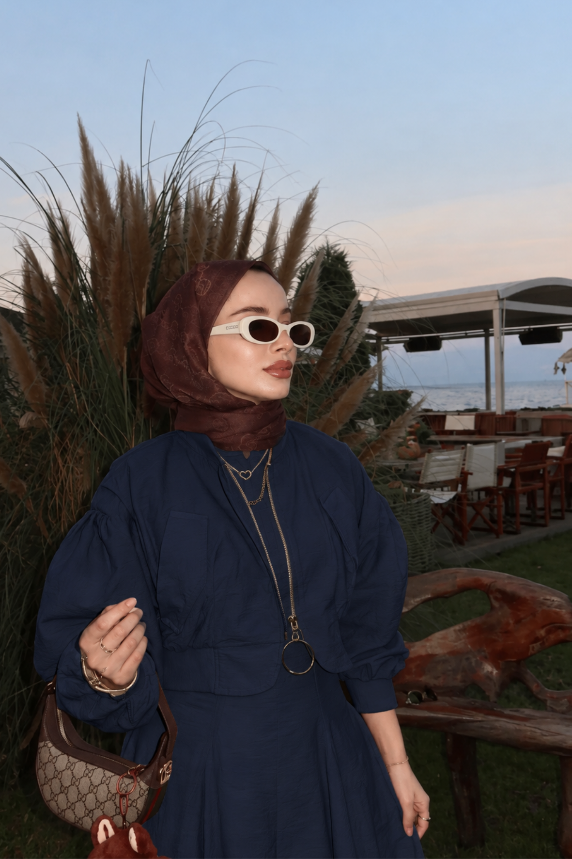 Ceketli Jile elbise - Lacivert-7841