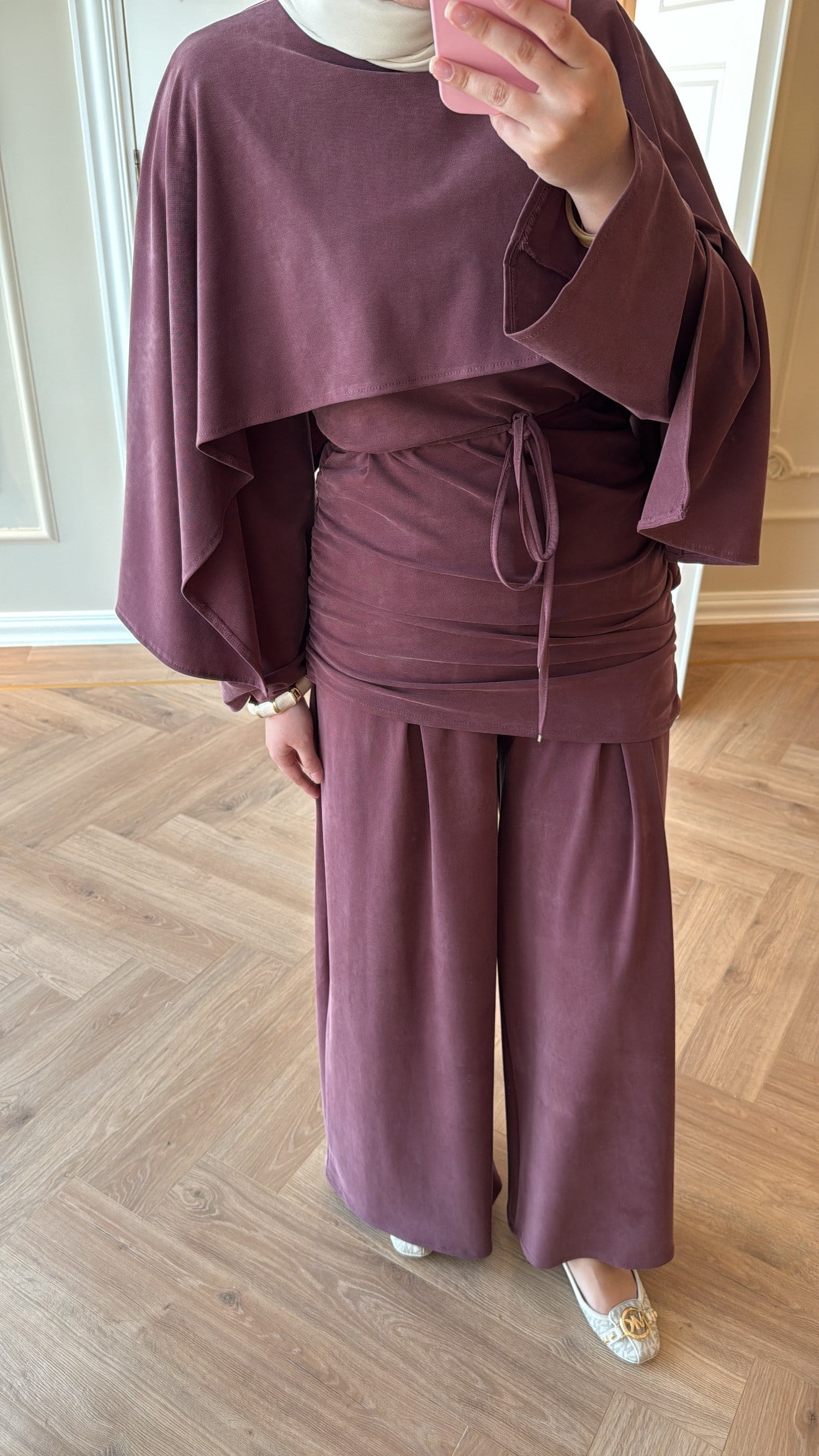 Darcy Pelerinli Pantolonlu Takım Mürdüm-2161