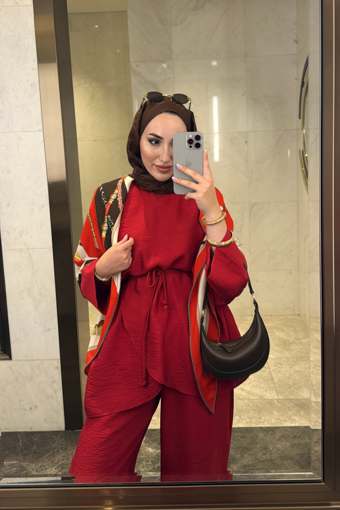 Denya Pantolonlu Takım - Kırmızı-7146