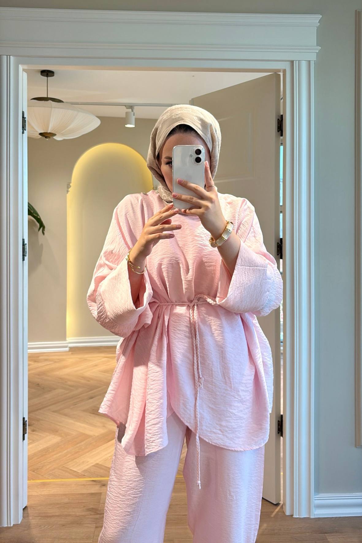 Denya Pantolonlu Takım - Pembe -7146