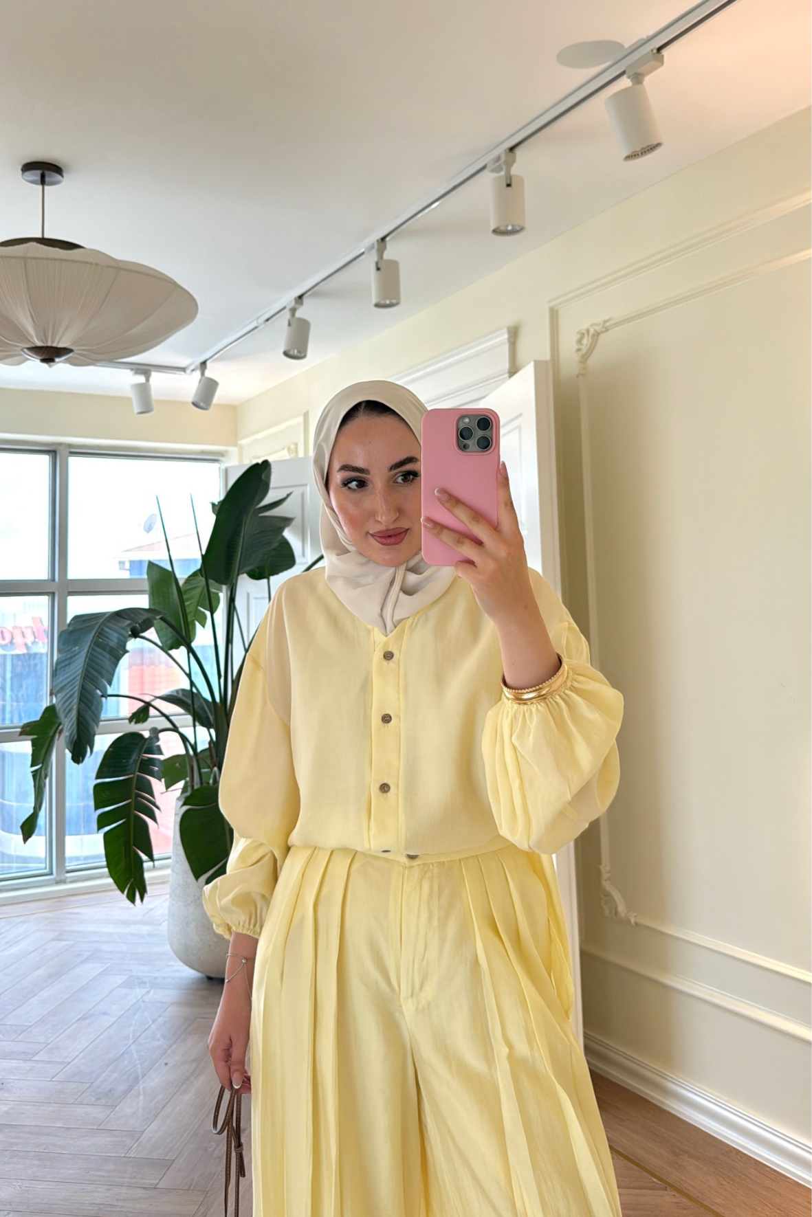 Elera Pantolonlu Takım - Sarı-5406