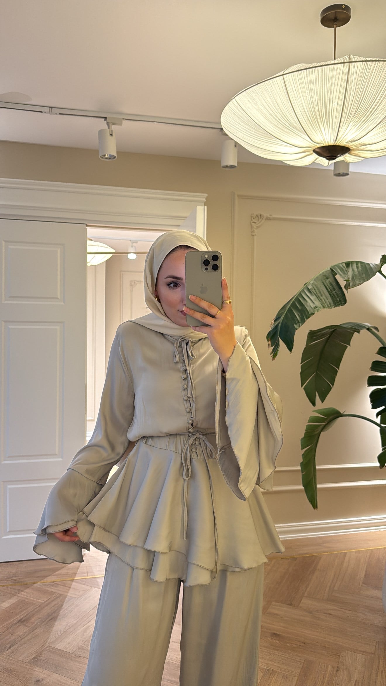 Flora Pantolonlu Takım Çağla-4444