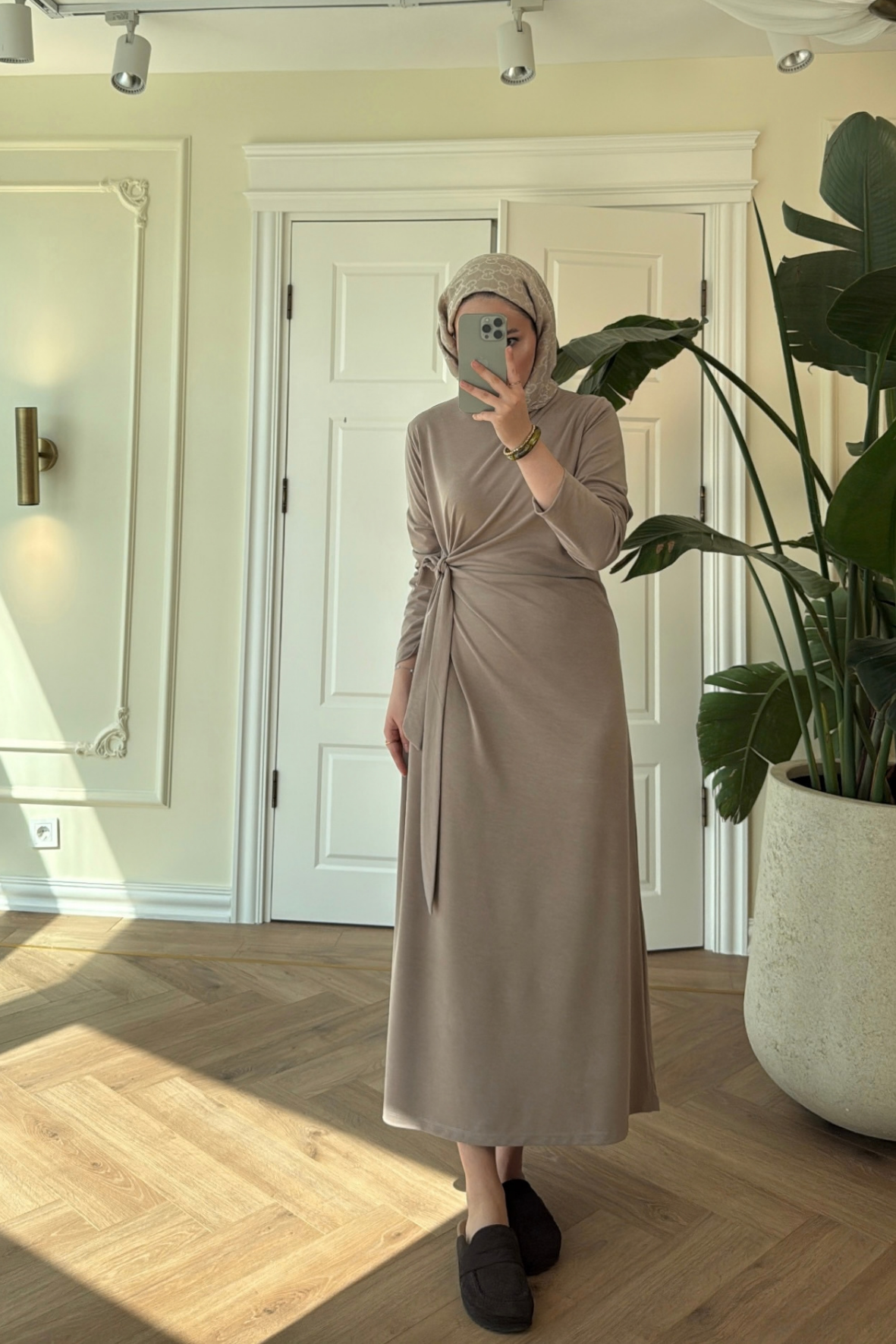 Floral Yandan Bağlama Detaylı Elbise-Vizon-3532