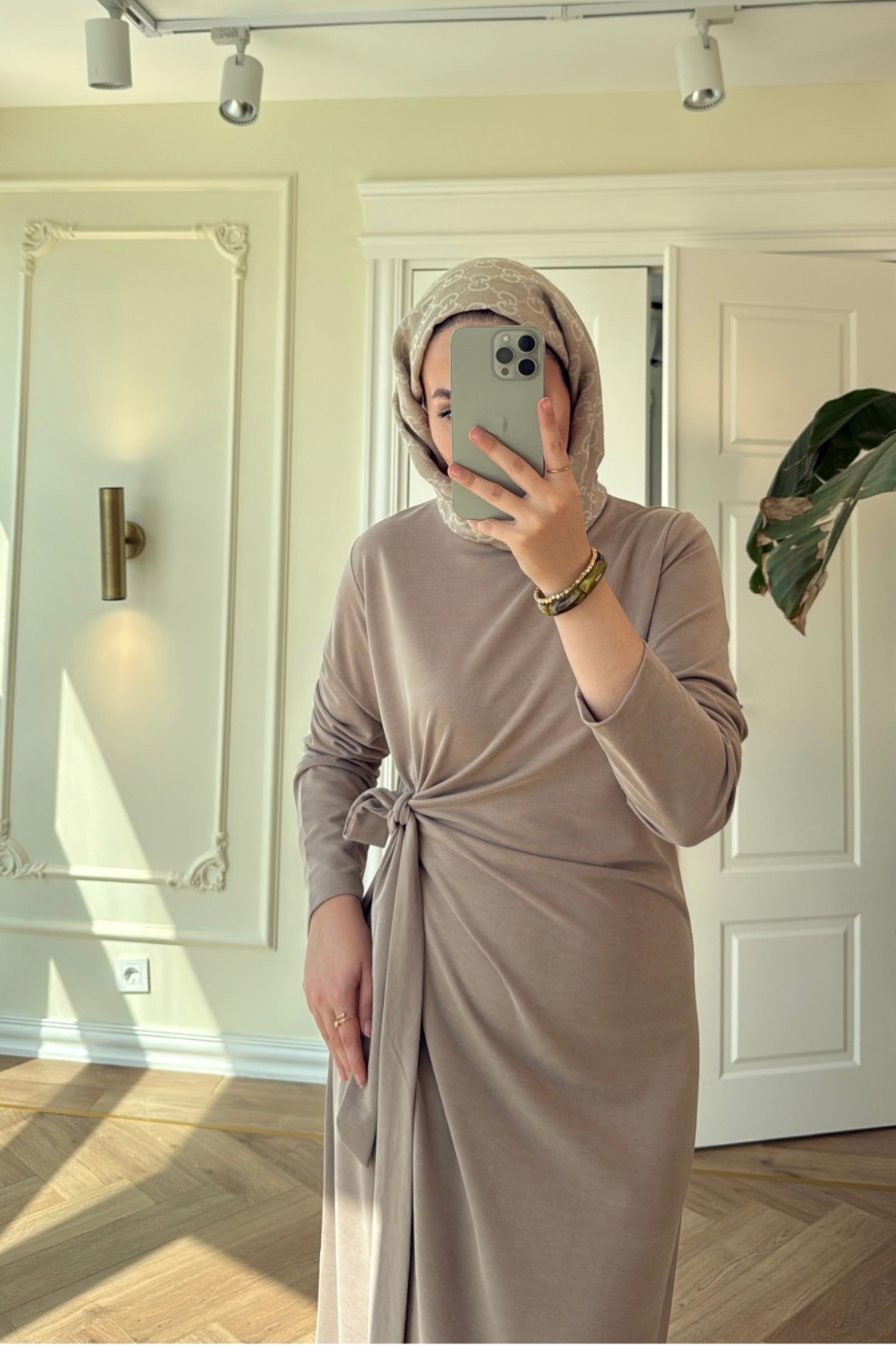 Floral Yandan Bağlama Detaylı Elbise-Vizon-3532