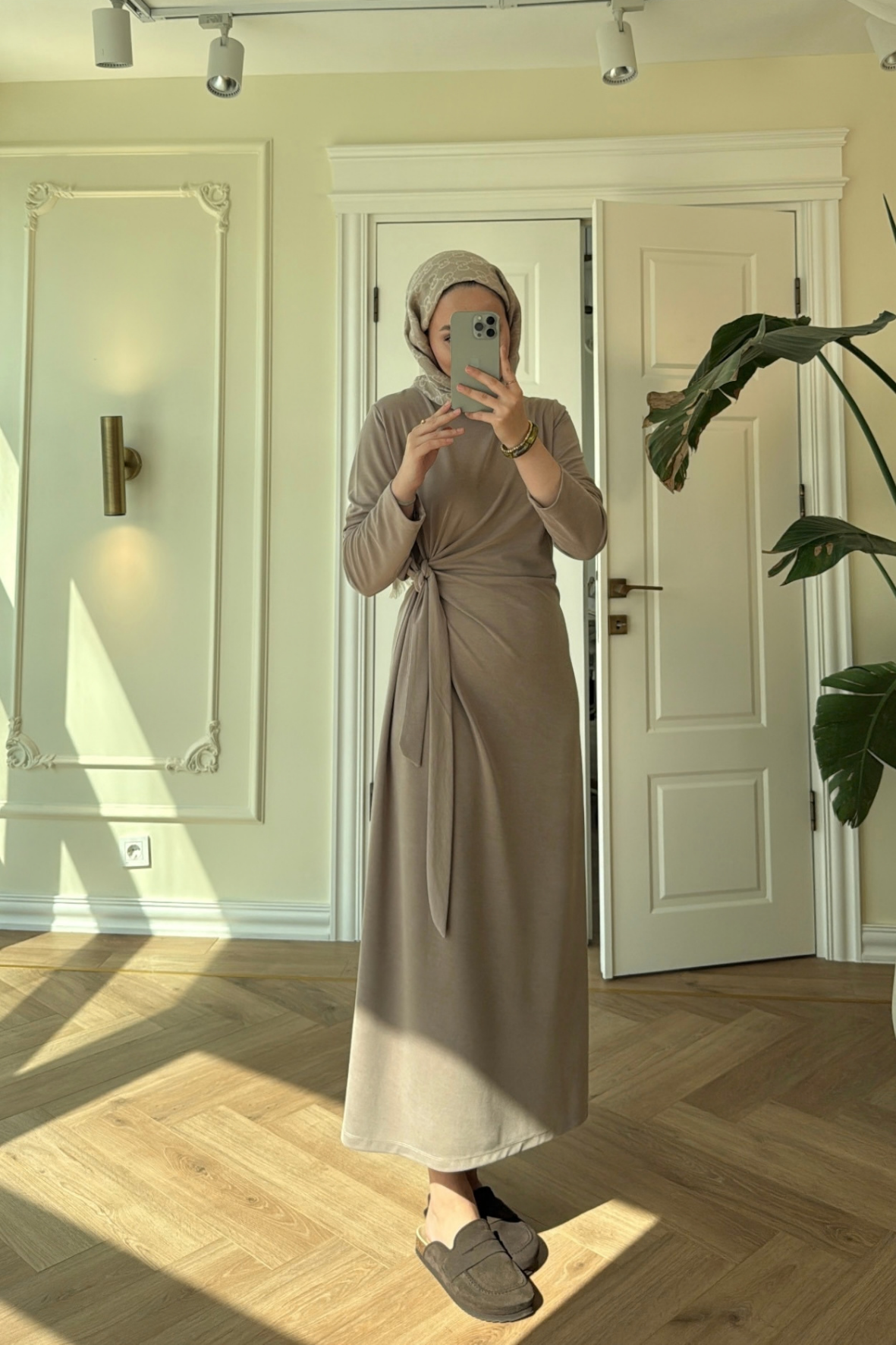 Floral Yandan Bağlama Detaylı Elbise-Vizon-3532
