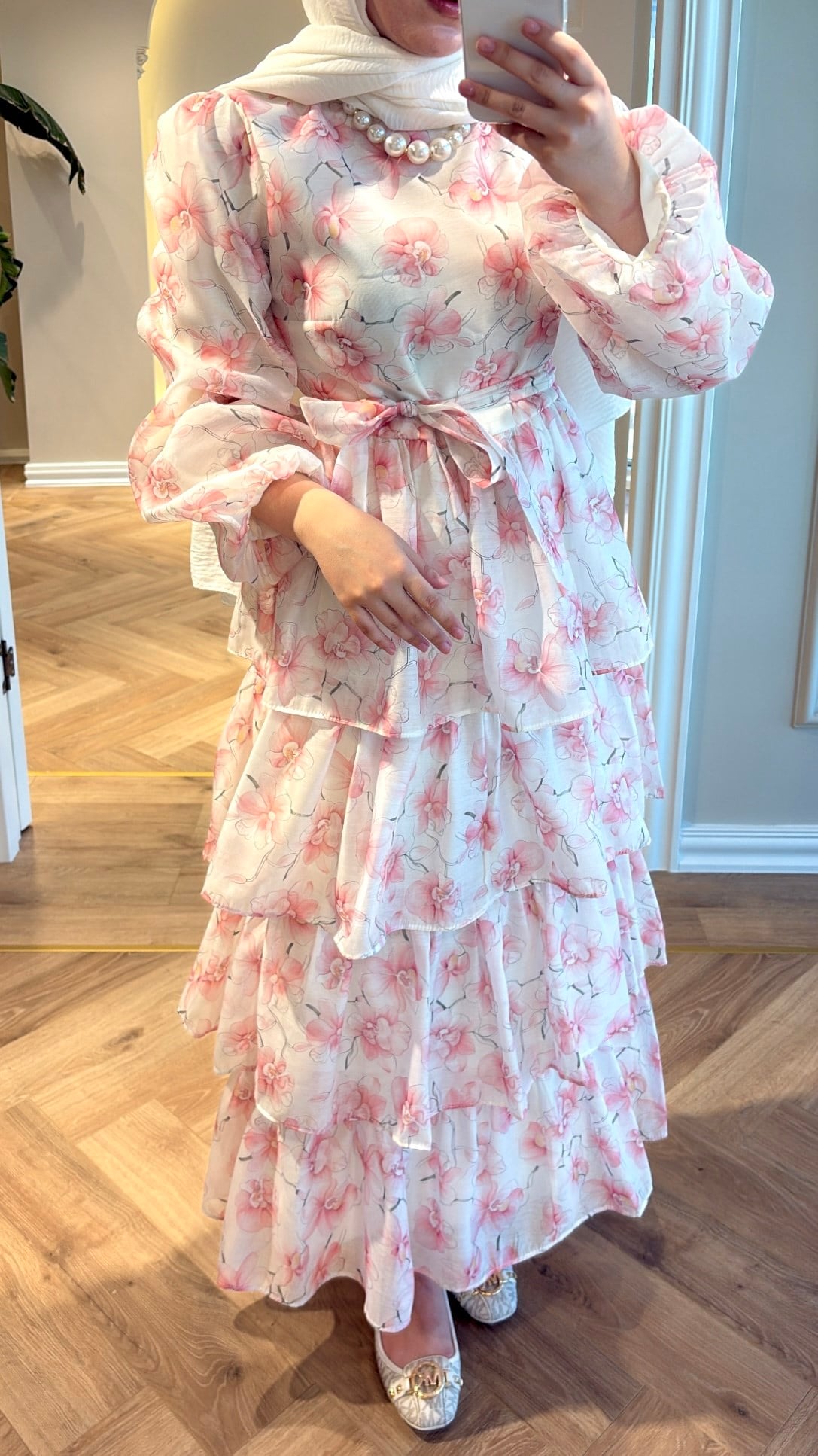 Frezya Kat Detaylı Elbise - Pembe-4371