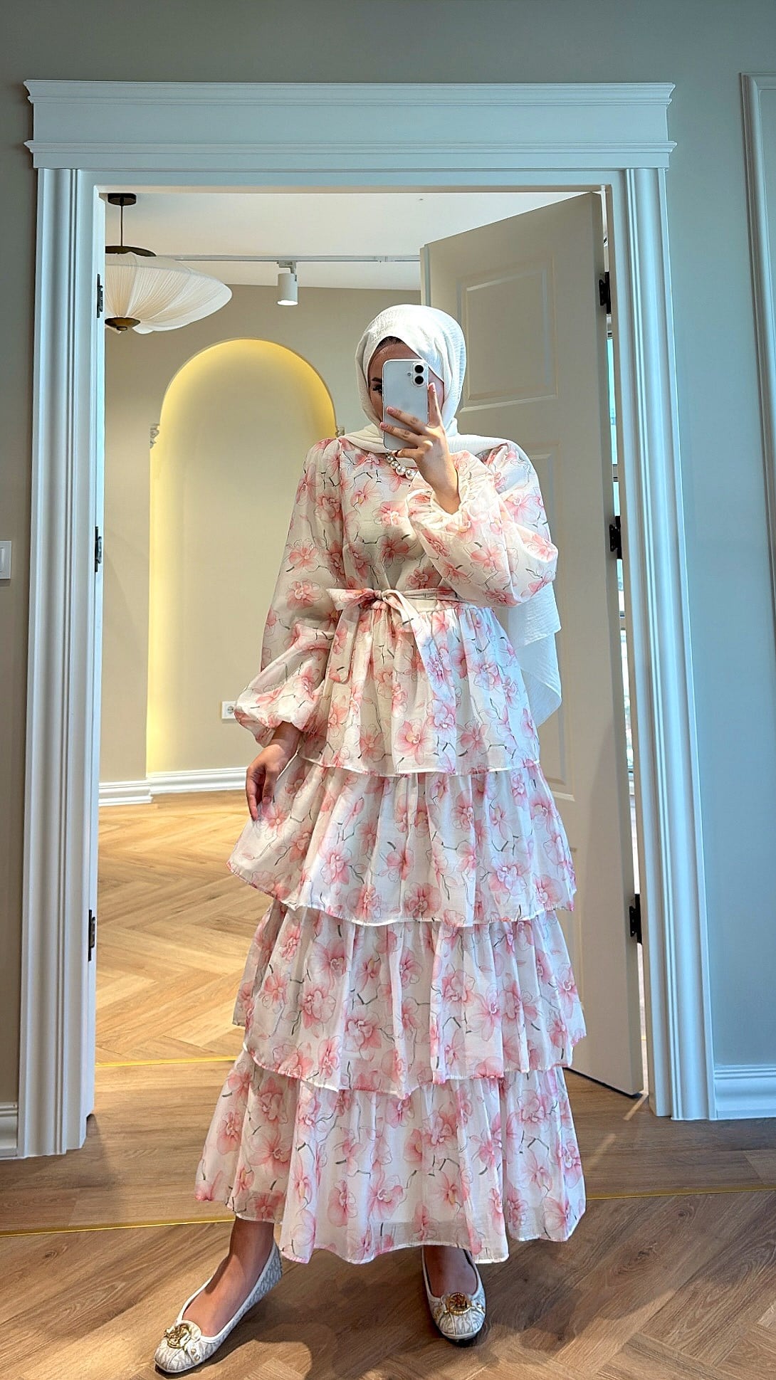 Frezya Kat Detaylı Elbise - Pembe-4371