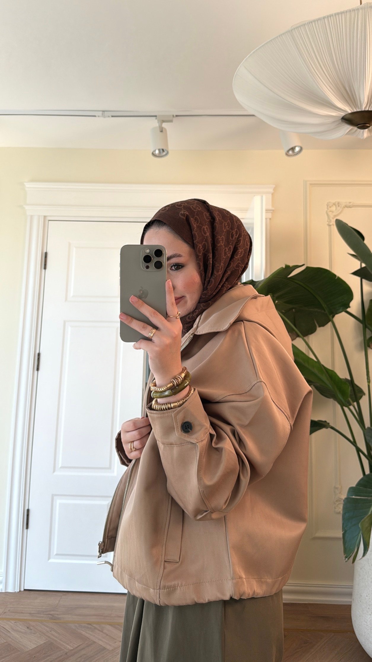 İçi Ekose Detaylı Trençkot - Camel -38218
