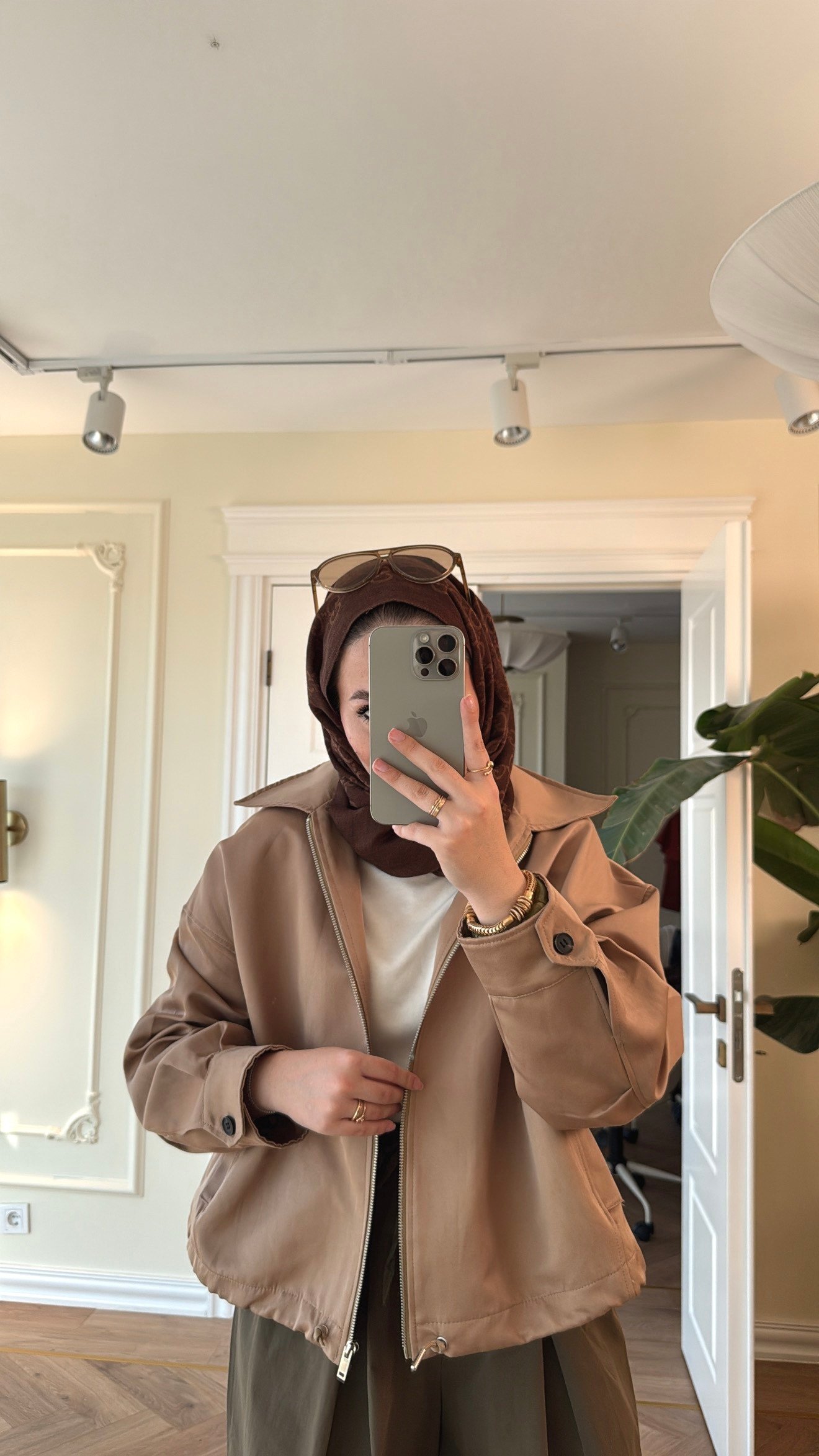 İçi Ekose Detaylı Trençkot - Camel -38218