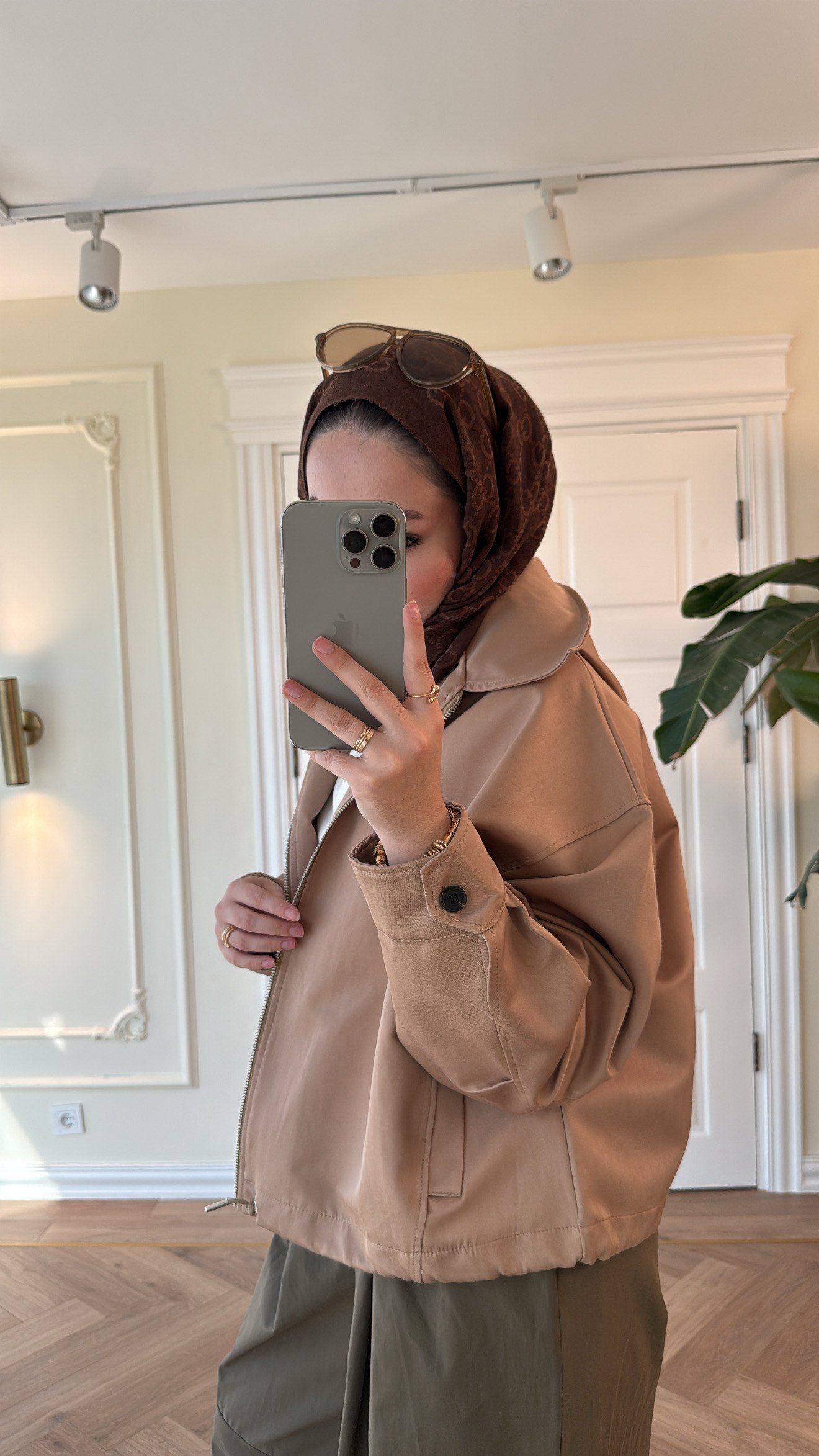 İçi Ekose Detaylı Trençkot - Camel -38218