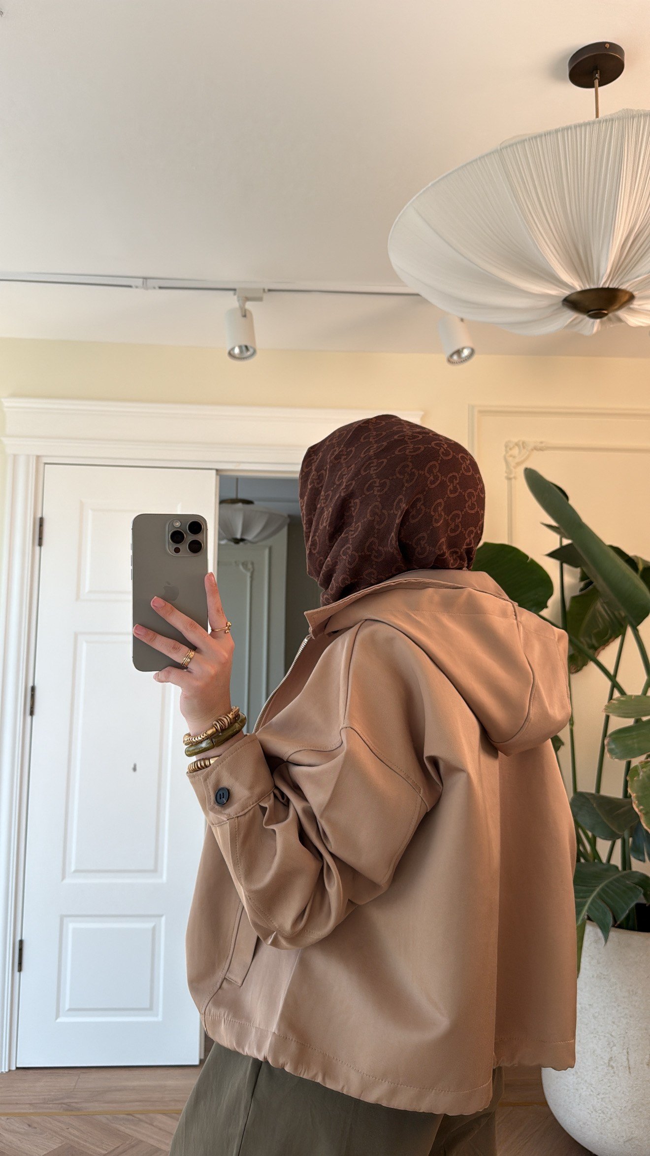 İçi Ekose Detaylı Trençkot - Camel -38218