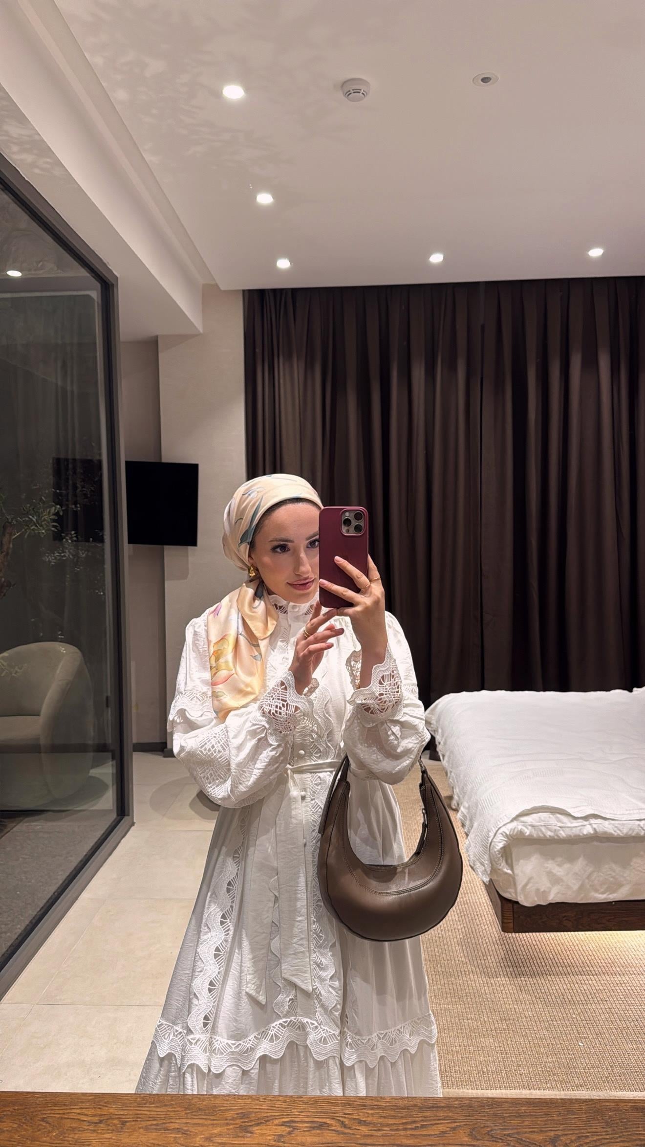 Dantelli Elbise - Ekru-8596