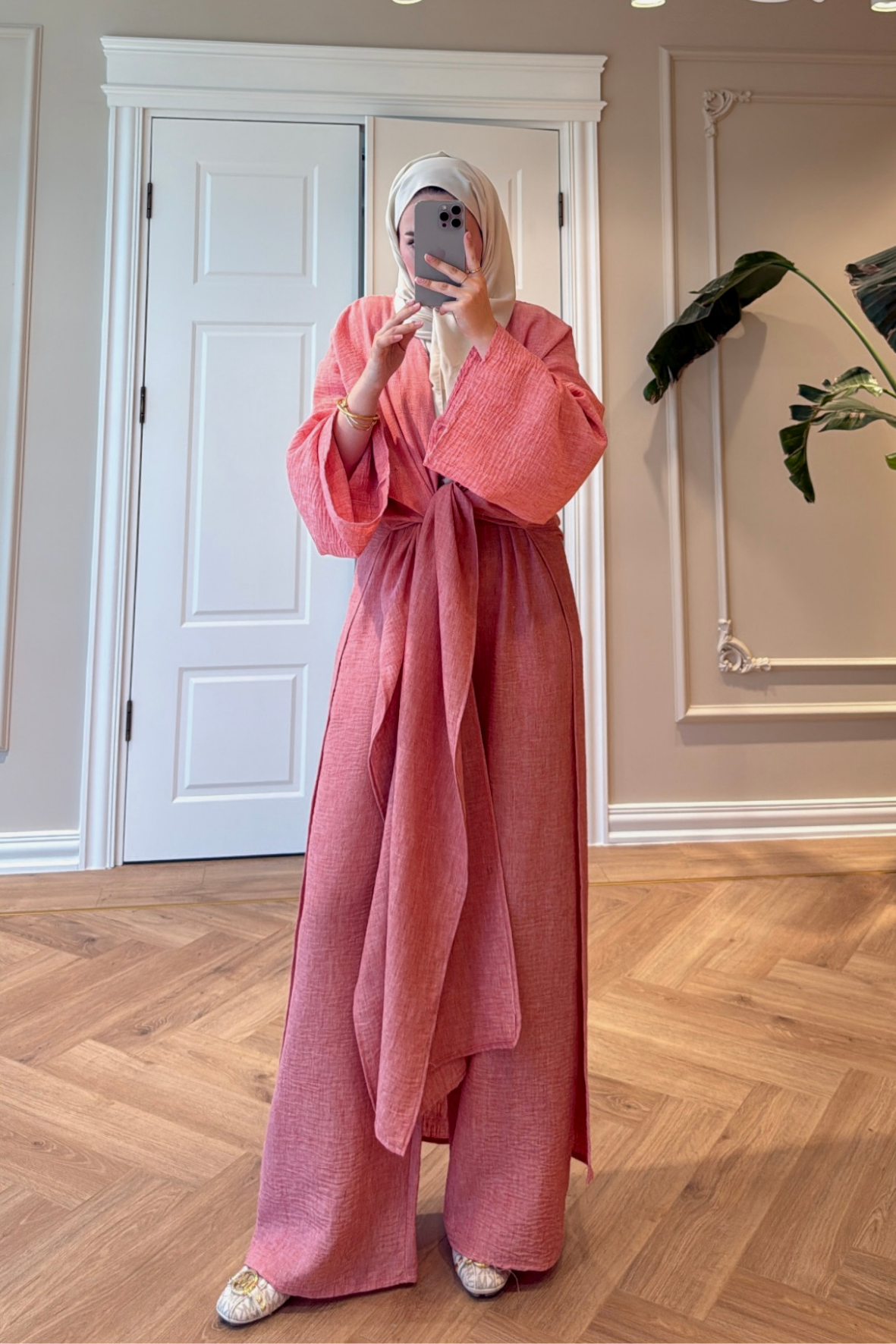 Keten Kimono Takım - Narçiçeği-5719