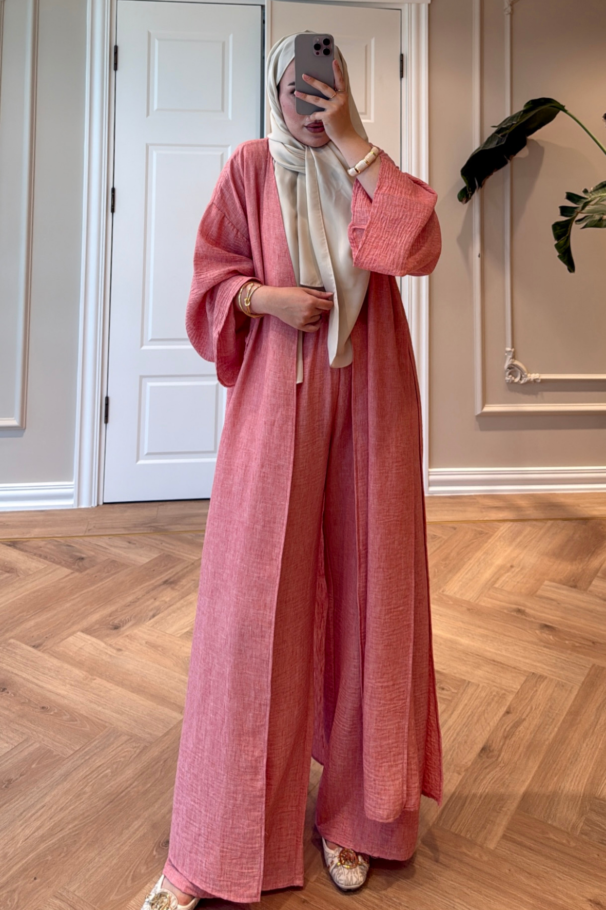 Keten Kimono Takım - Narçiçeği-5719