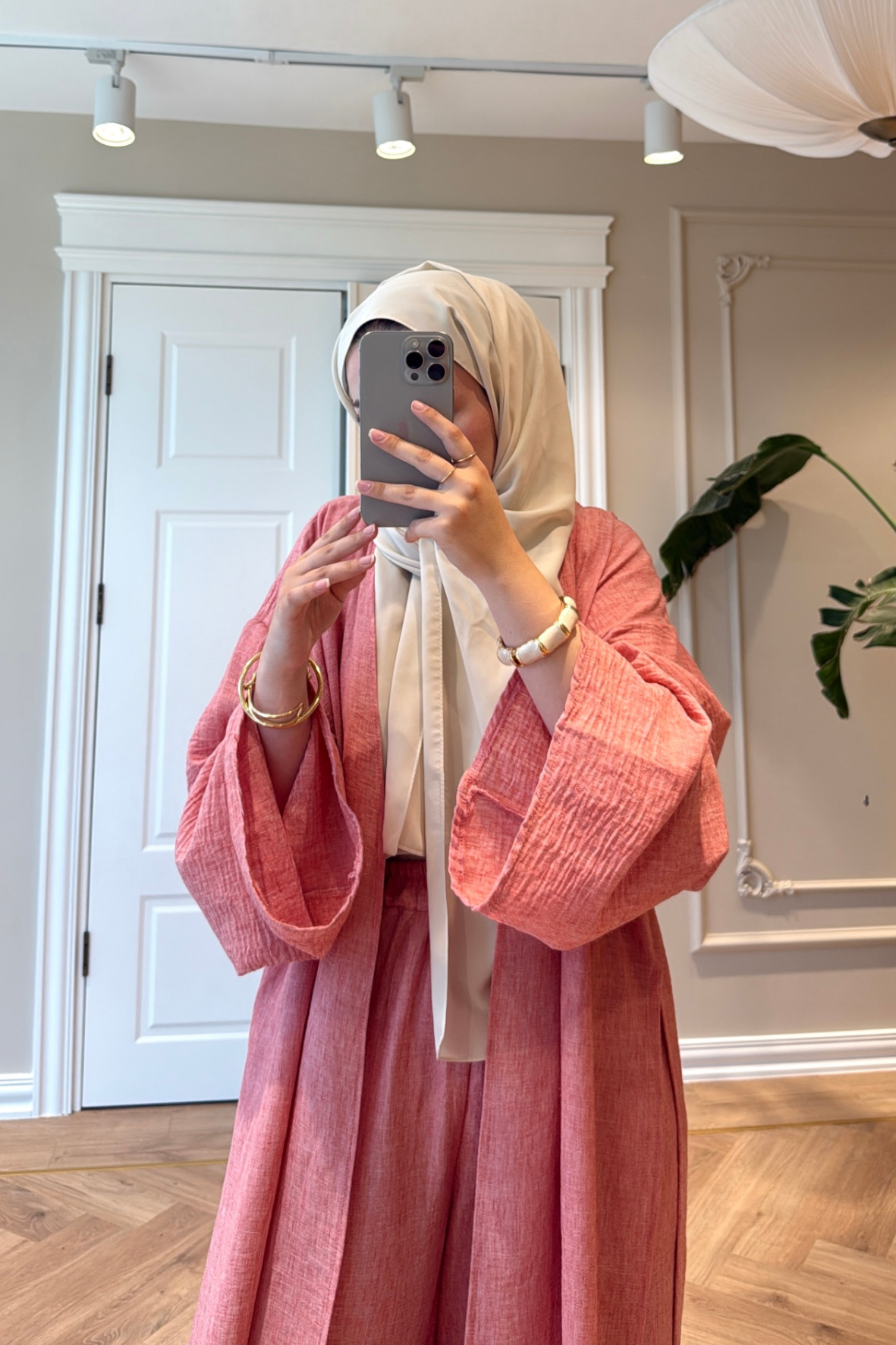 Keten Kimono Takım - Narçiçeği-5719