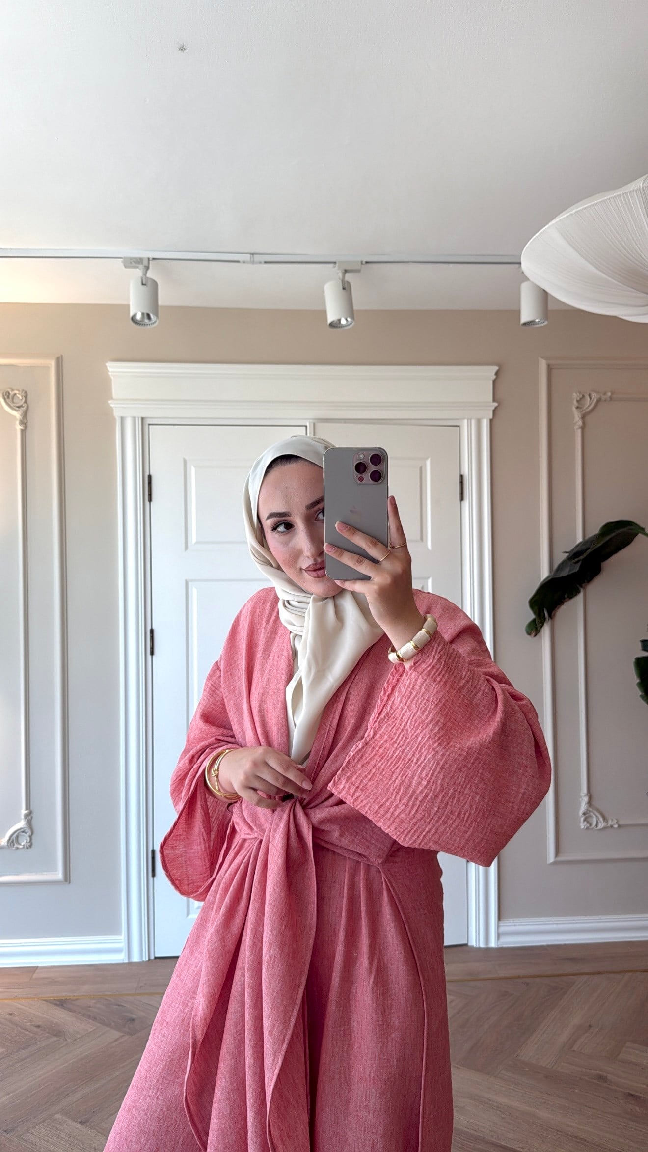 Keten Kimono Takım - Pembe-5719